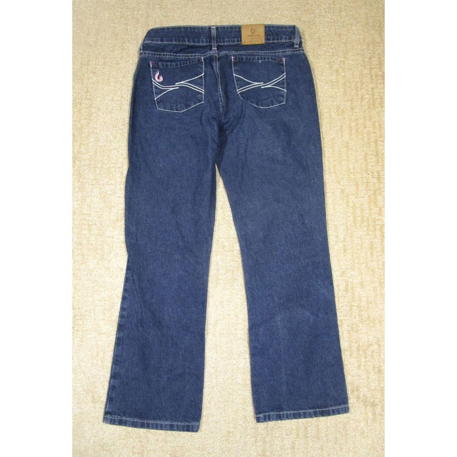 Denime LAPCO Jeans Women 10 Blue Straight Flame-Resistant Denim Pants Dark Wash 5-Pocket Regular Size 32 Blue Size 32" / US 10 / IT 46 - 3 Thumbnail