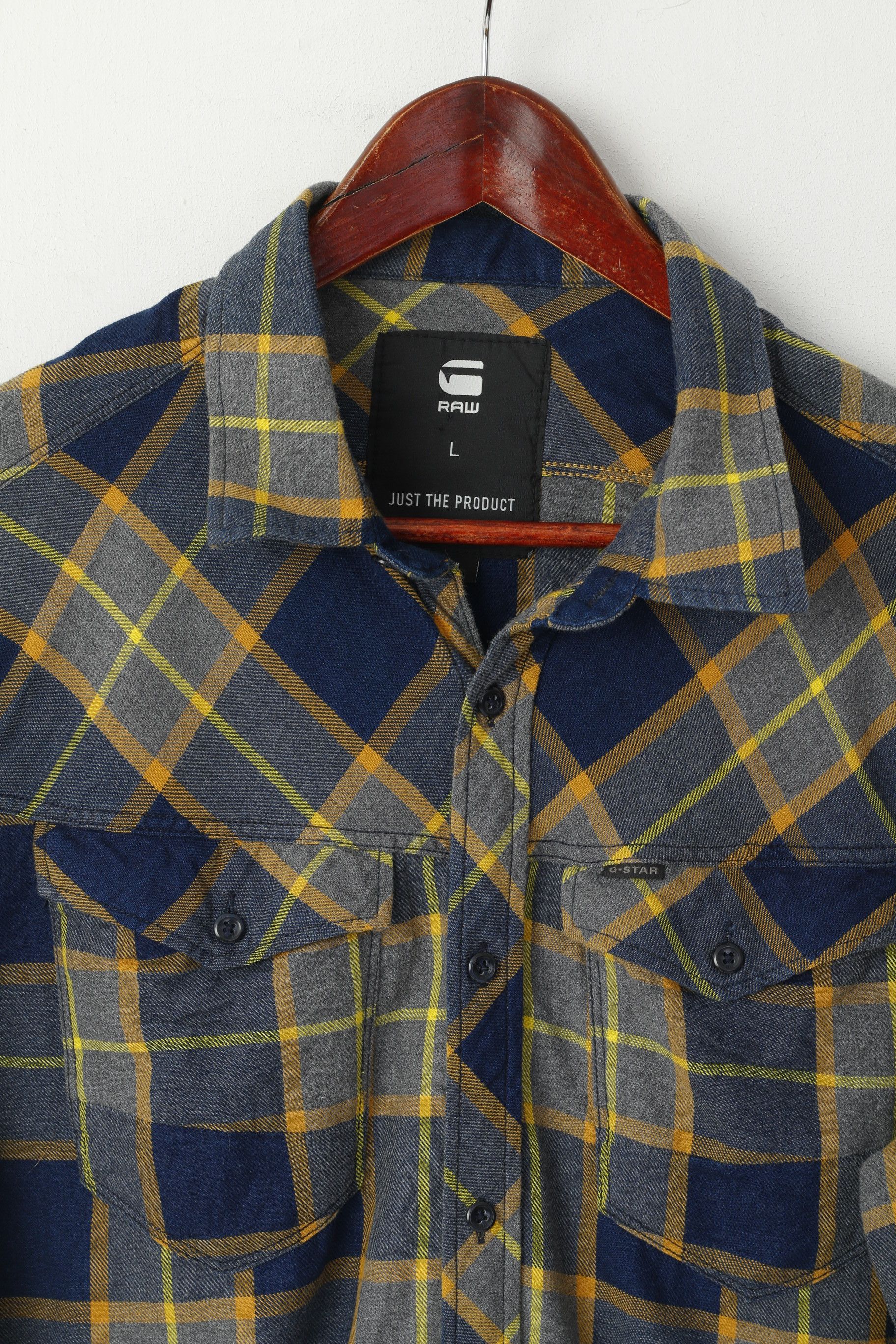 G-Star G-STAR RAW Men L Casual Shirt Navy Check 4902 Size US L / EU 52-54 / 3 - 3 Thumbnail