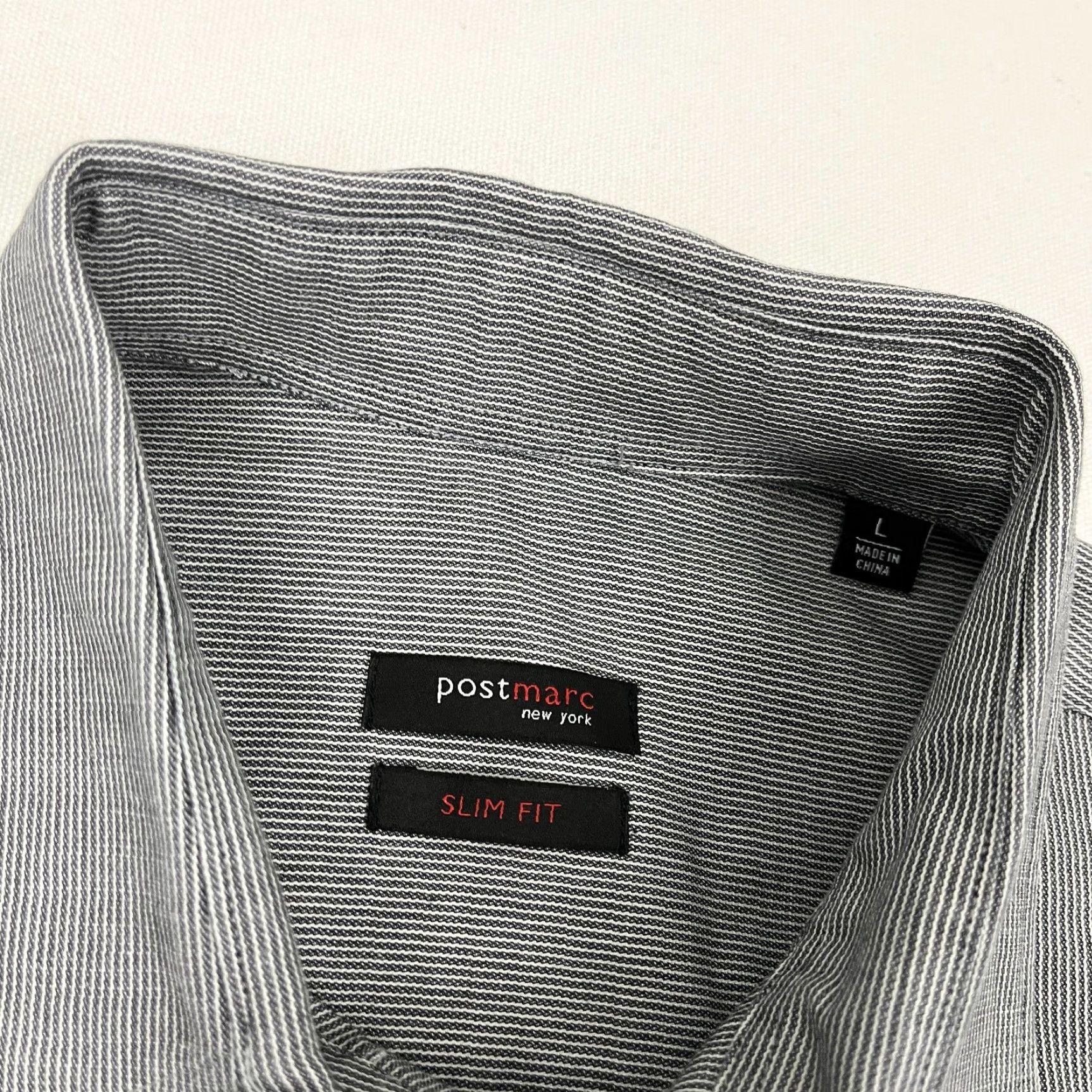 Vintage Postmarc Shirt Mens Large Slim Fit Gray Stripe Casual Work Office Button Up Size US L / EU 52-54 / 3 - 3 Thumbnail