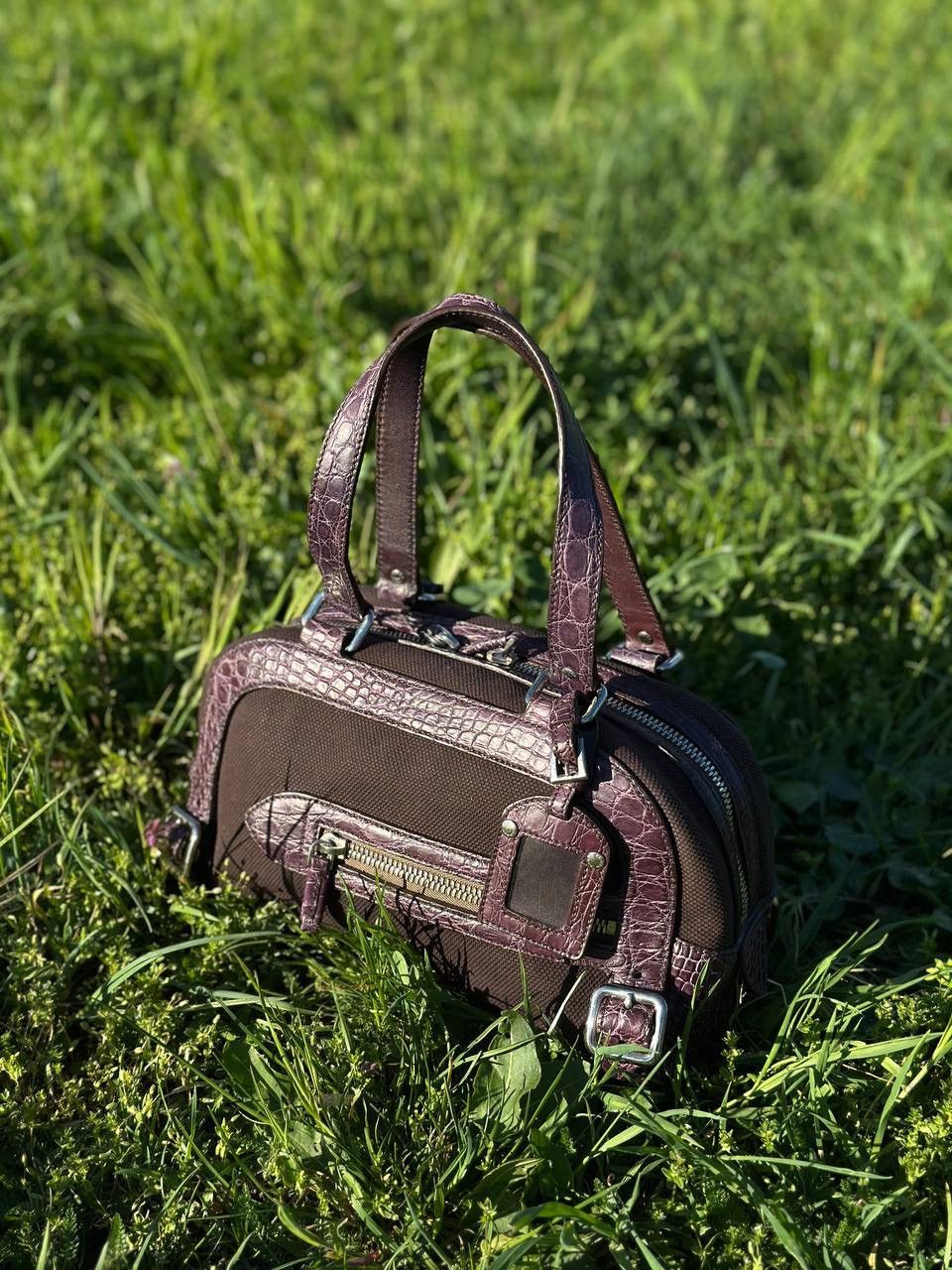 Prada Rare Bag - Prada Bowling crocodile Handbag Purple - Vintage Size ONE SIZE - 1 Thumbnail
