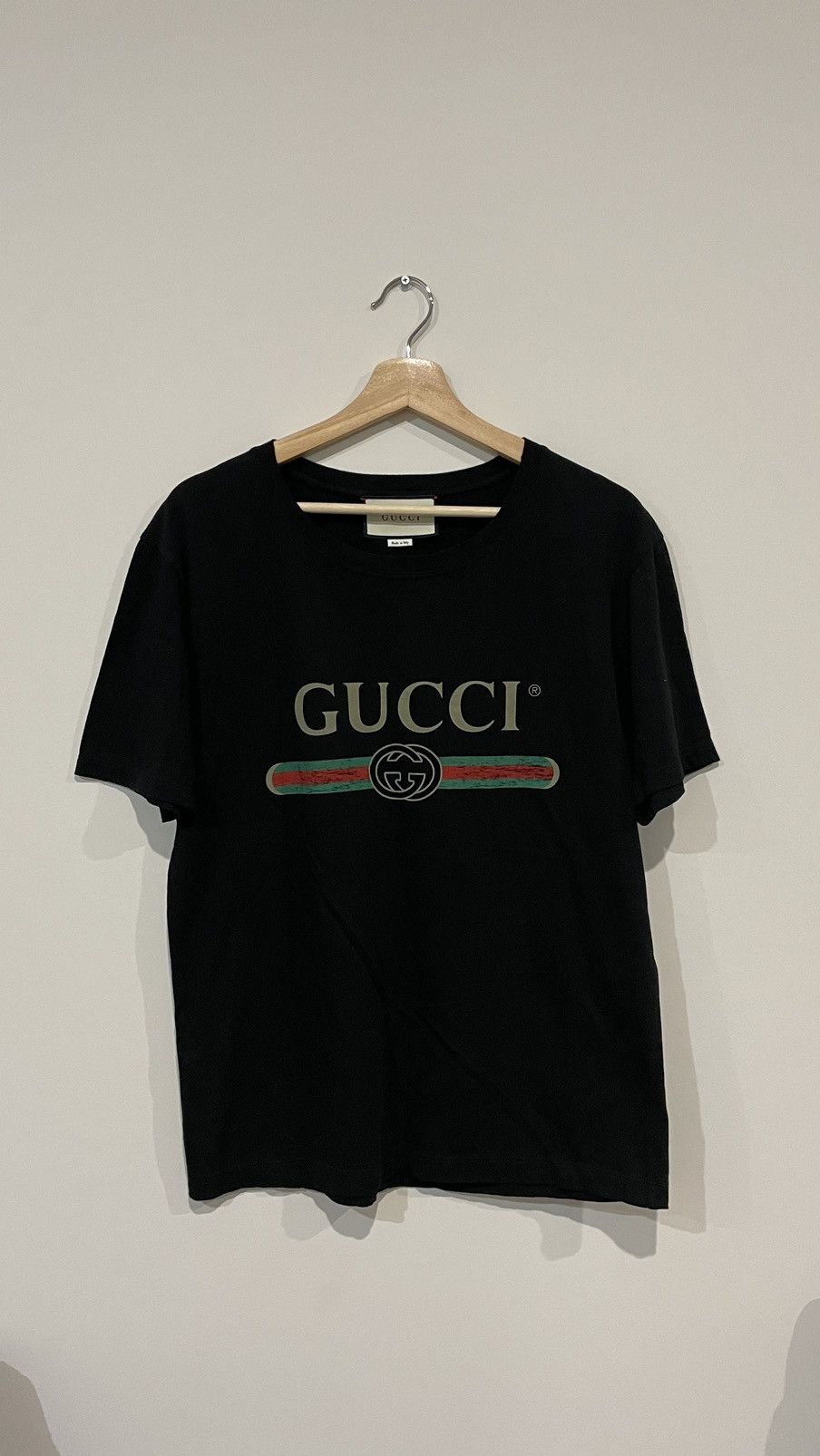 image of Gucci Logo Print Oversized Tshirt in Black, Women's (Size Small)