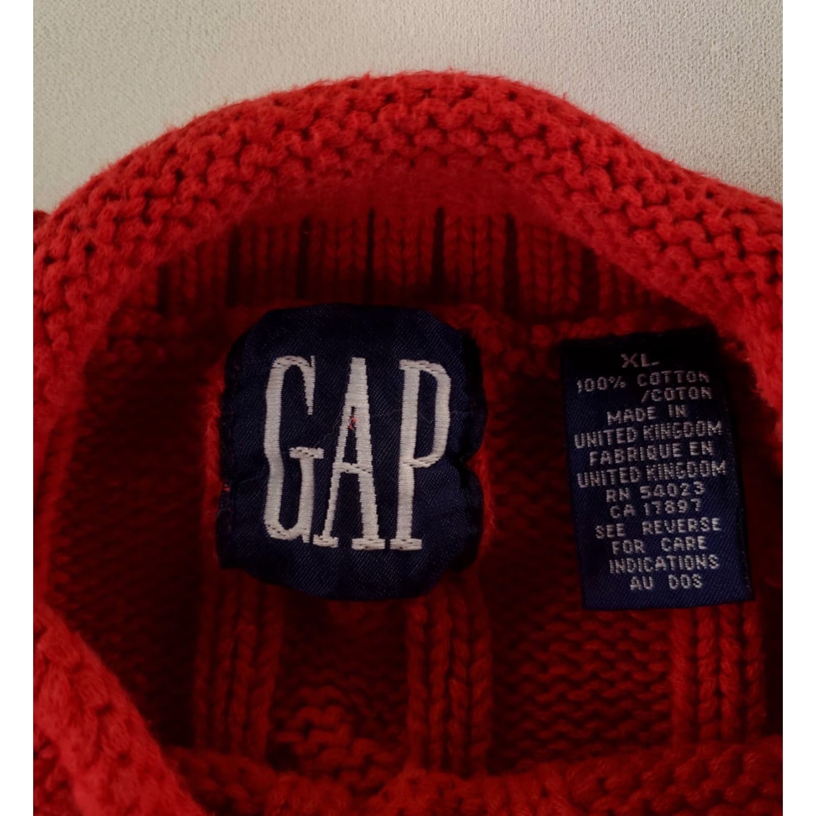Gap VINTAGE Gap Sweater Roll Neck Cable Knit VTG 90s Cotton Made UK Red Mens XL Size US XL / EU 56 / 4 - 4 Thumbnail