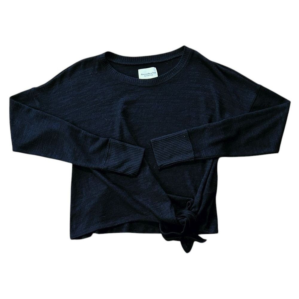 Abercrombie & Fitch Abercrombie & Fitch Soft A & F Cozy Side Tie Black Sweater Size S / US 4 / IT 40 - 1 Thumbnail