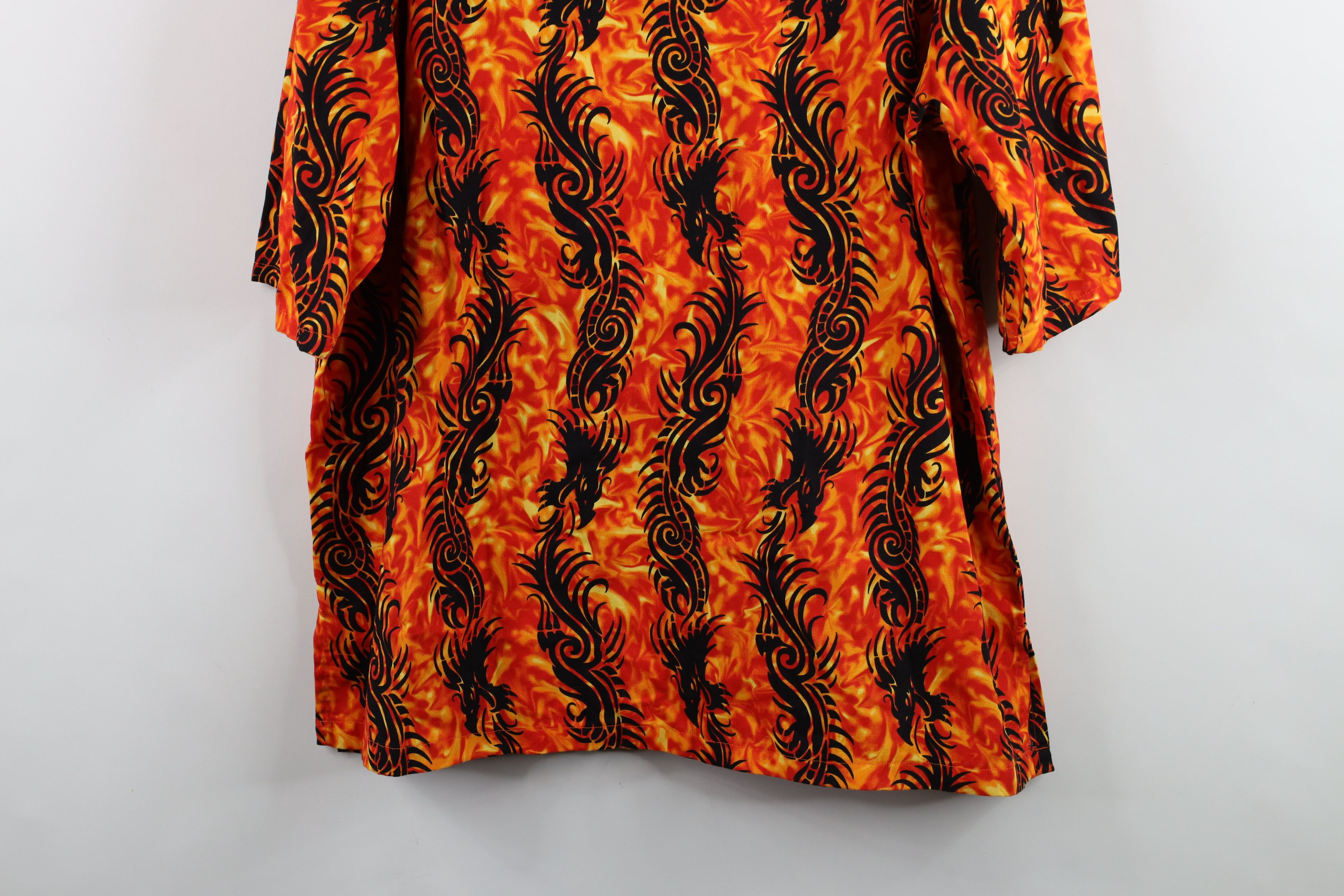 Vintage Vintage 90s Streetwear Dragon Fire Flames Button Shirt Size US XL / EU 56 / 4 - 9 Thumbnail