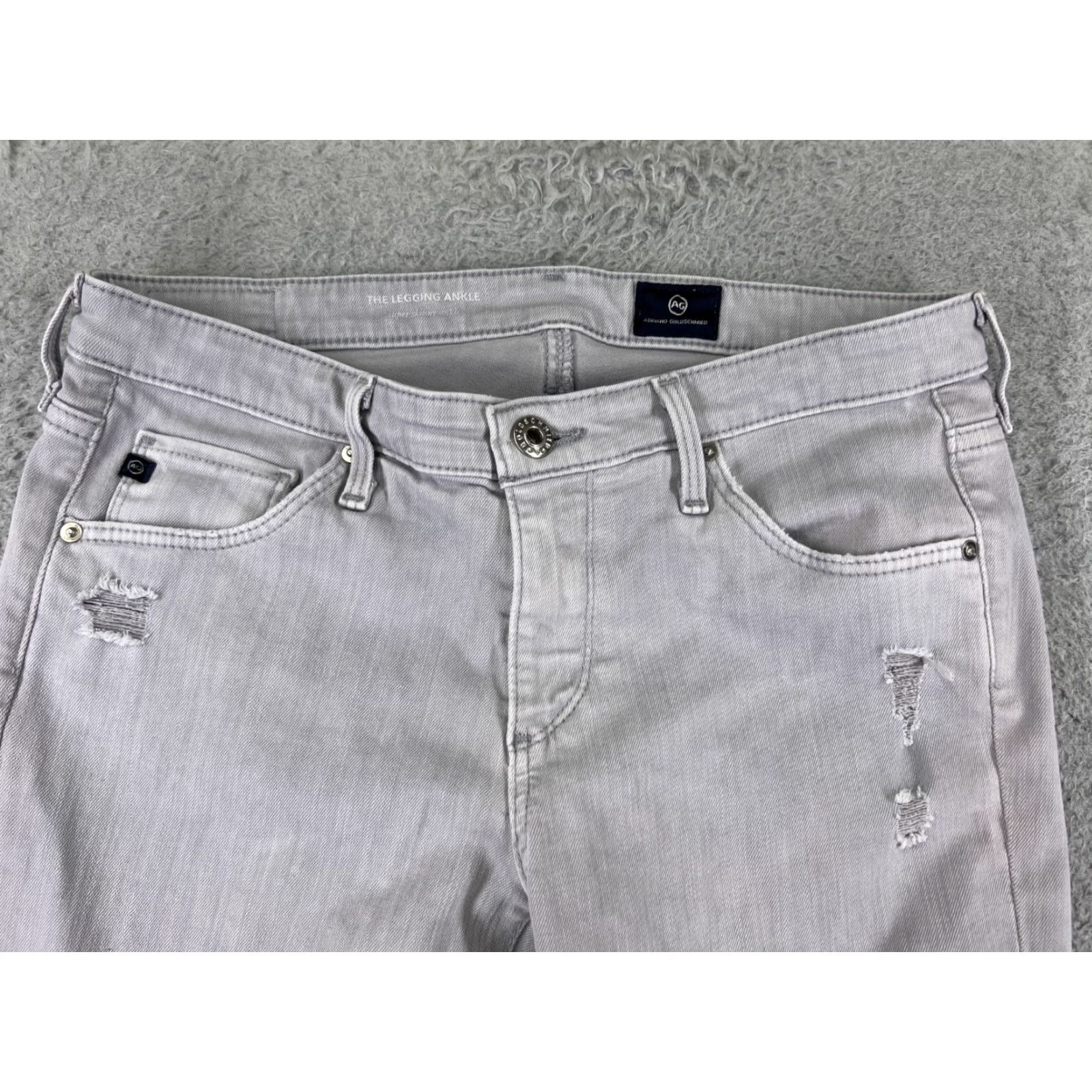 Denime AG Adriano Goldschmied Jeans Womens 28 Gray Denim Straight Slim 5-Pocket Low Rise Inseam 28 Inseam Cotton Size 28" / US 6 / IT 42 - 4 Thumbnail