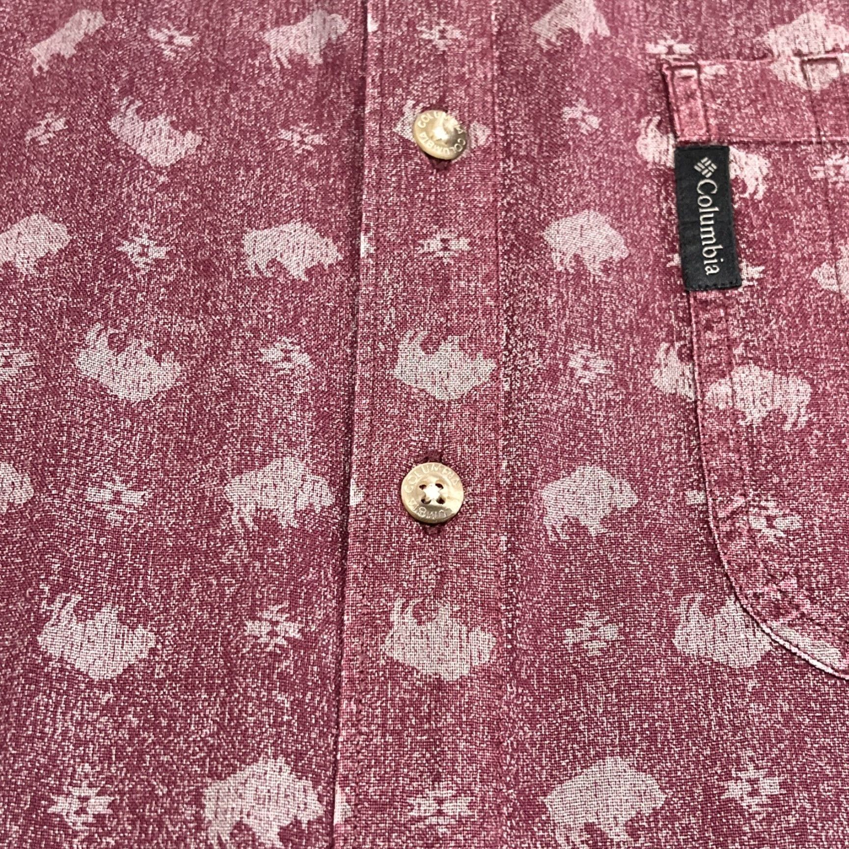 Gloverall Columbia Button Down Long Sleeve Shirt Men’s M Buffalos Aztec Allover Cotton Red Twill Pockets Size US M / EU 48-50 / 2 - 3 Thumbnail