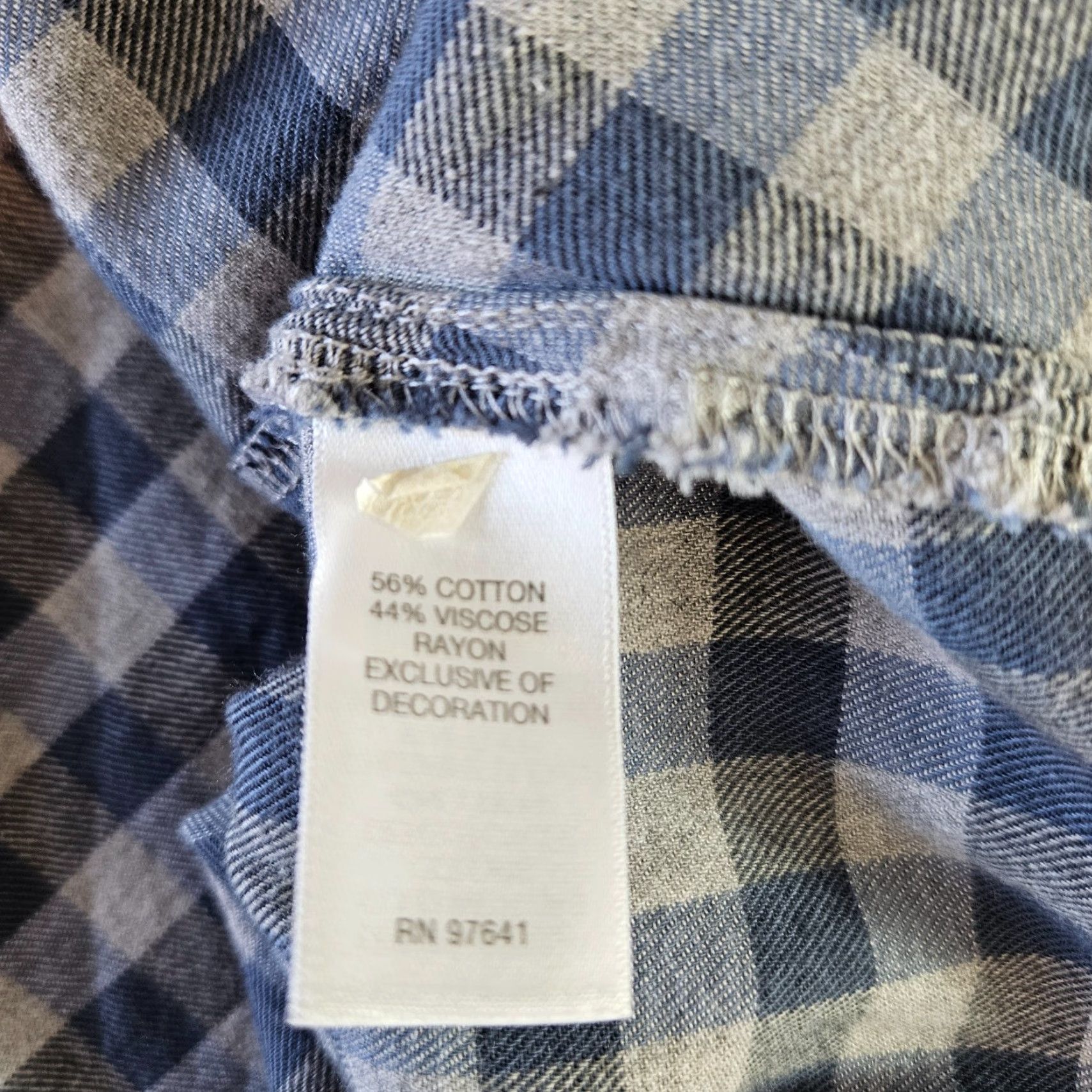 J. Jill J Jill Womens Top XS Gray Blue Checkered Long Sleeve Cotton Blend Blouse Size XS / US 0-2 / IT 36-38 - 4 Thumbnail