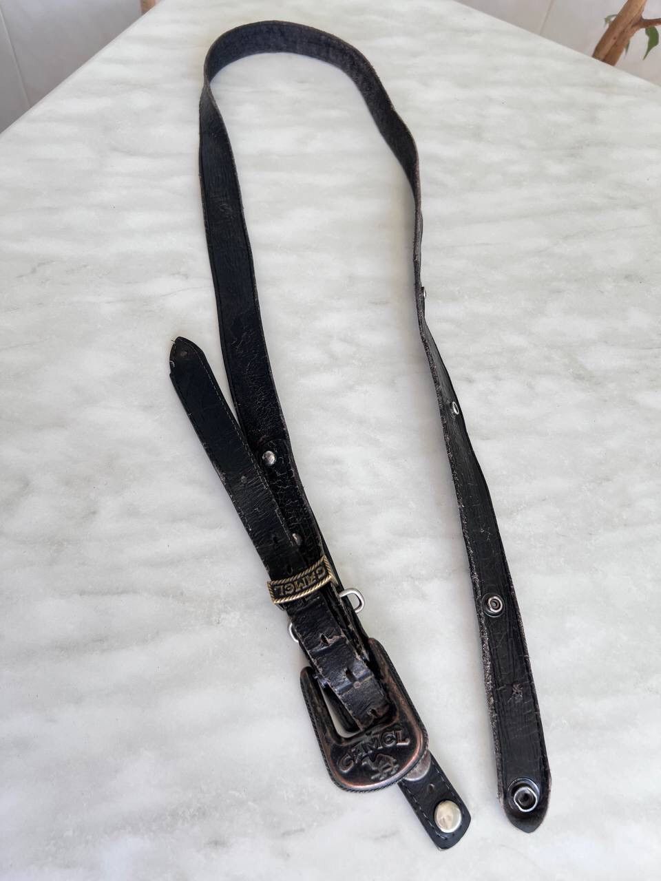 Vintage 90s Camel Vintage Leather Belt Y2K Avant-garde Belt USA Size ONE SIZE - 9 Thumbnail