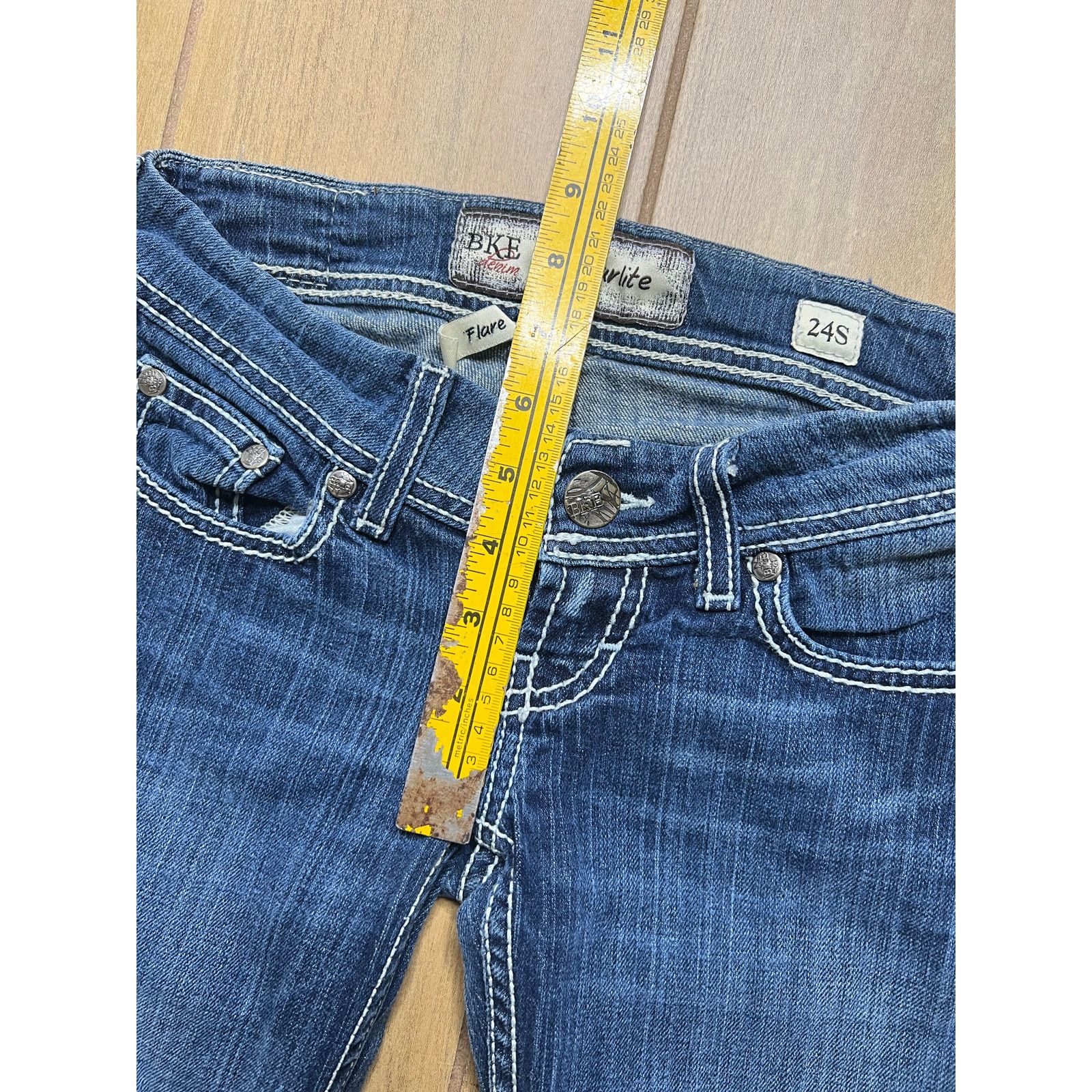 BKE BKE Women’s Starlite Low Rise Flare Blue Denim Jean 24S Y2K Size 24" / US 00 / IT 34 - 10 Thumbnail