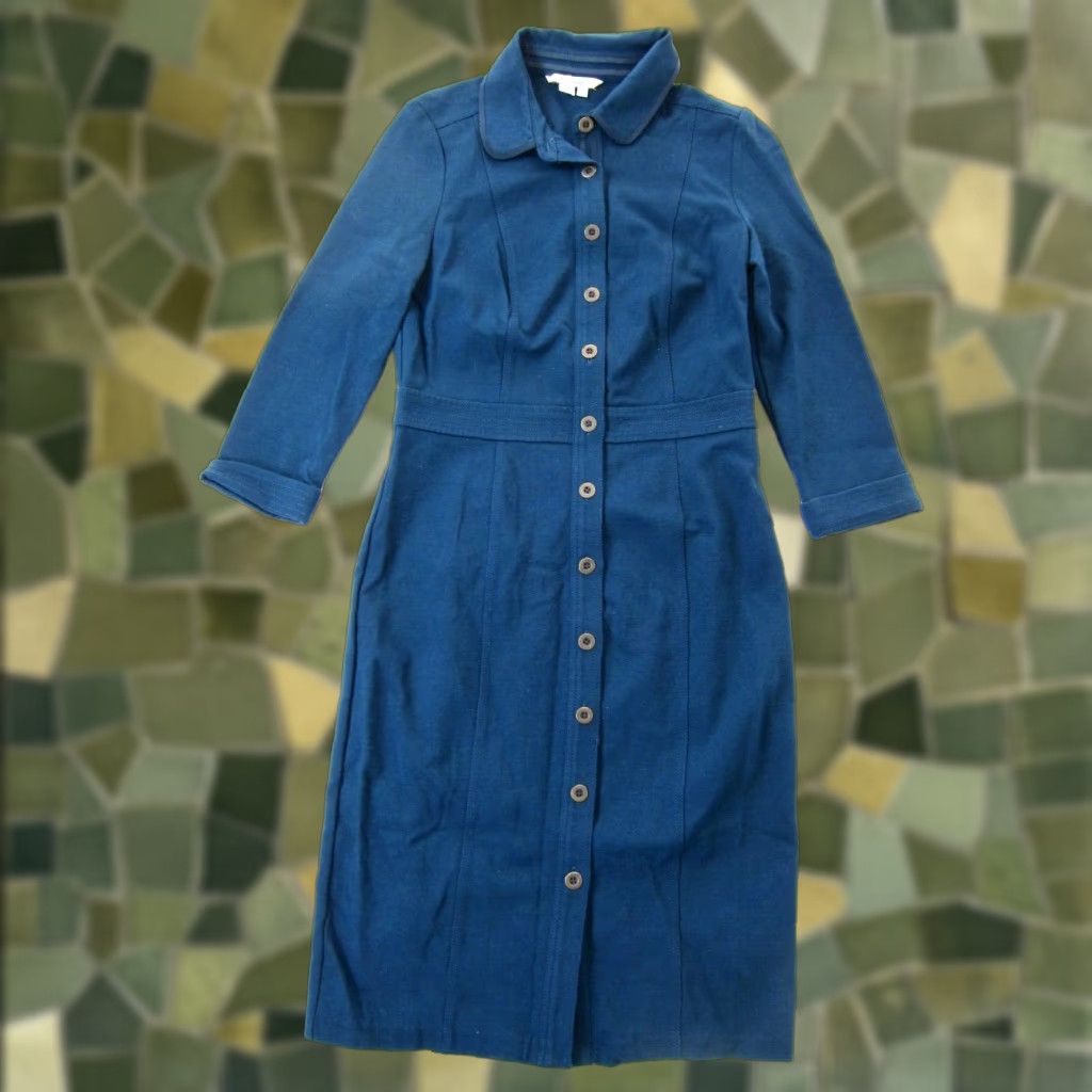 Boden Boden Ocean Blue Stretch Collared 3/4 Sleeve Button Down Shirt Dress Women 6 Size M / US 6-8 / IT 42-44 - 1 Thumbnail