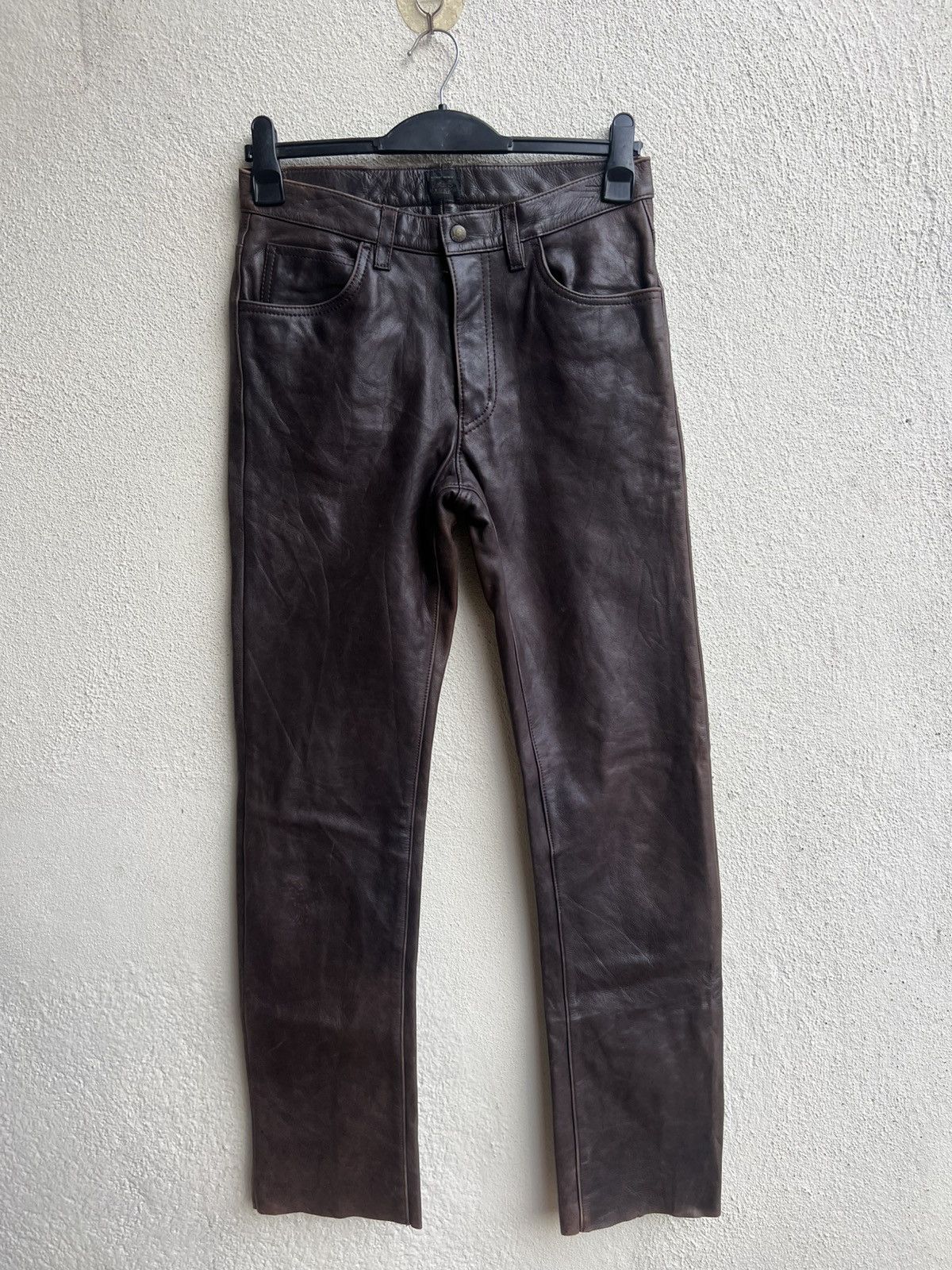 Vintage Union Made Lee Riders Patina Cowhide Leather Jeans
