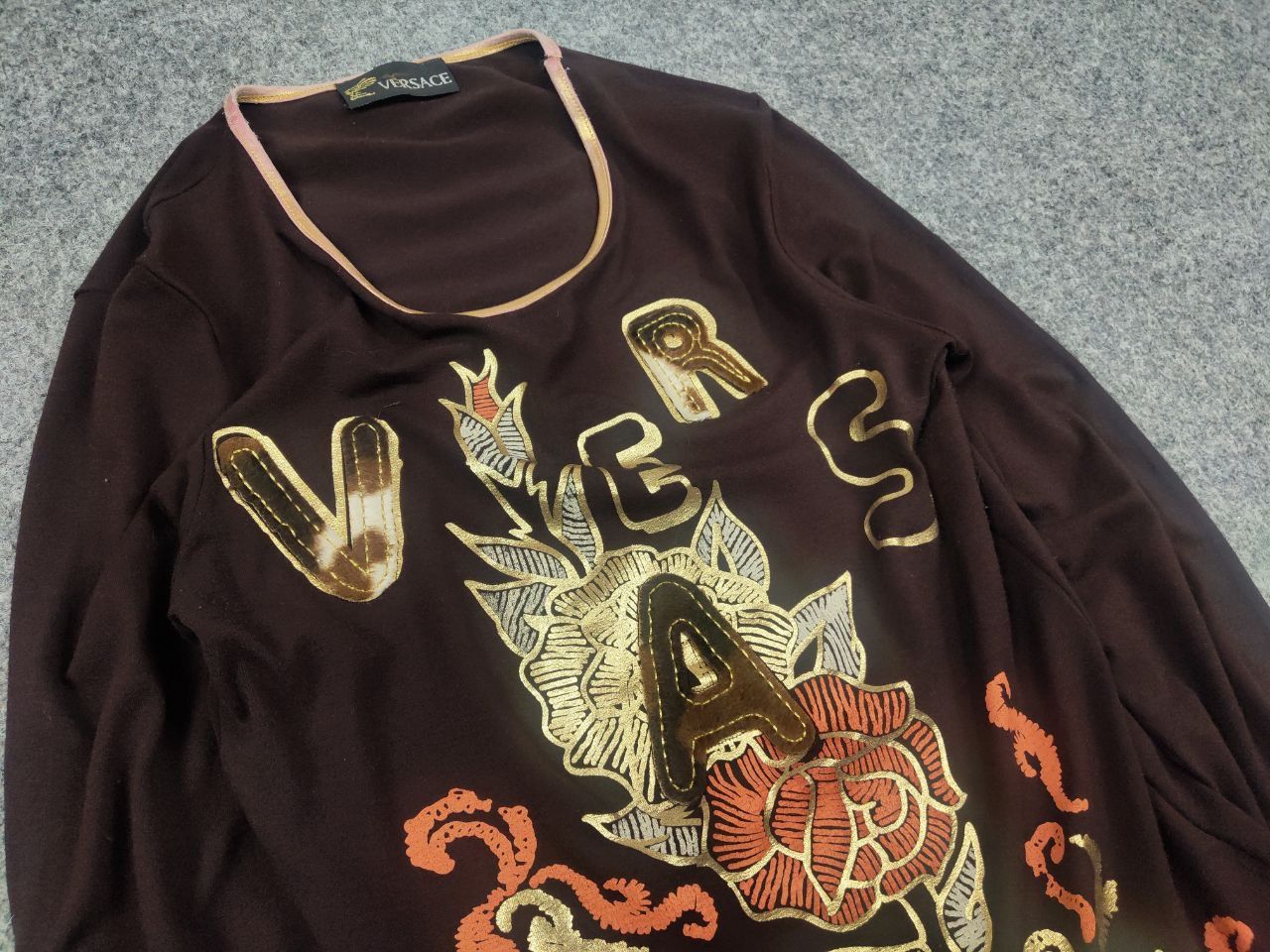 Versace Vintage Versace All Logo Brown Womens Long sleeve Y2K Style Size M / US 6-8 / IT 42-44 - 6 Thumbnail
