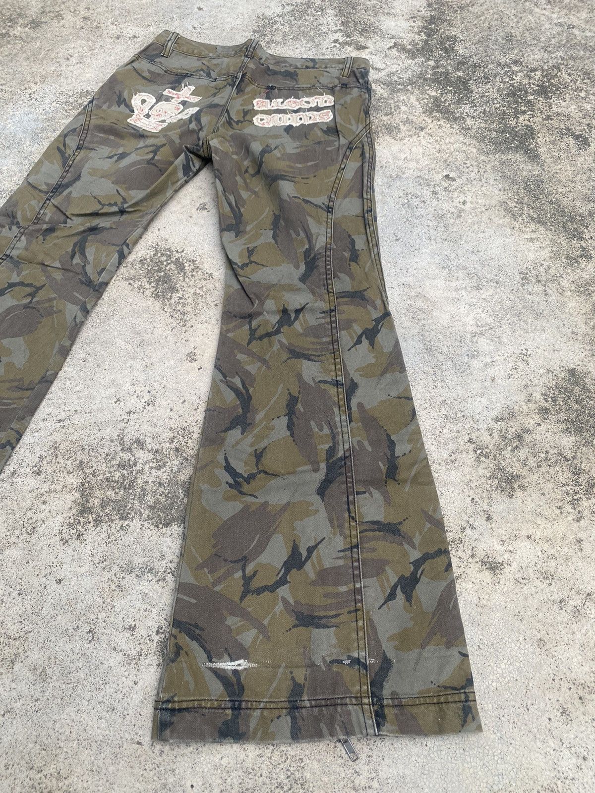 Japanese Brand Flare Jeans Algonquins Camo Zipper Bootcut Size US 31 - 15 Thumbnail
