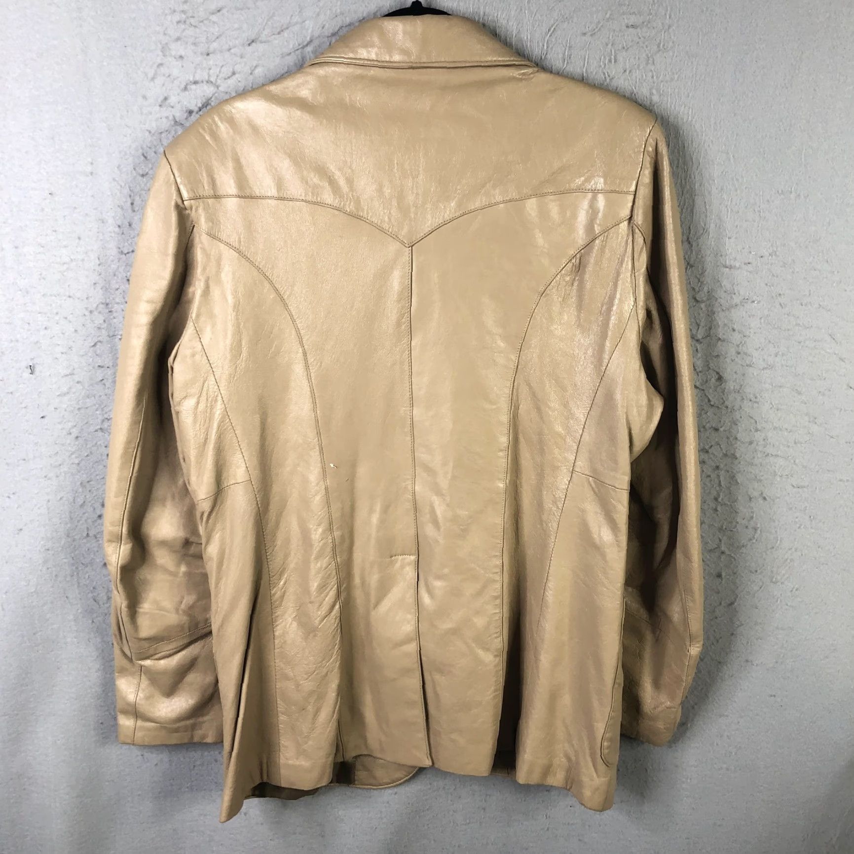Vintage Continental Blazer Mens 44 Beige Leather Western Sport Coat Two-Button USA Size 44R - 2 Thumbnail
