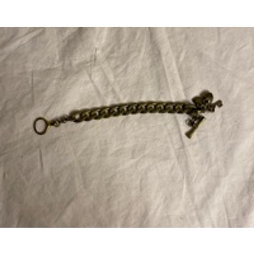 Fossil Vintage Y2K Fossil Brass Tone Toggle Charm Bracelet Size ONE SIZE - 8 Thumbnail