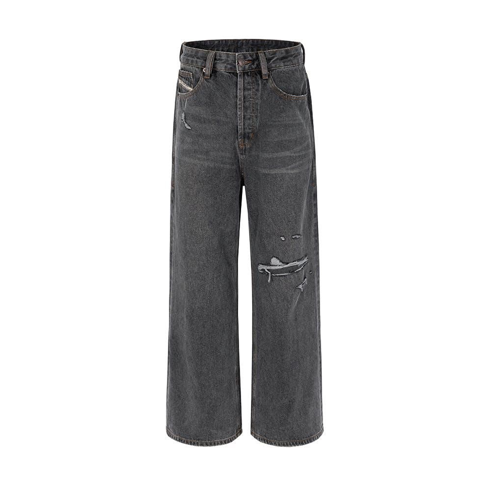 Jean Washed Distressed Baggy Jeans Ripped Denim Size US 34 / EU 50 - 4 Thumbnail