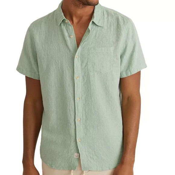Marine Layer Marine Layer Theo Short Sleeve Textured Light Green Shirt Size US M / EU 48-50 / 2 - 8 Thumbnail