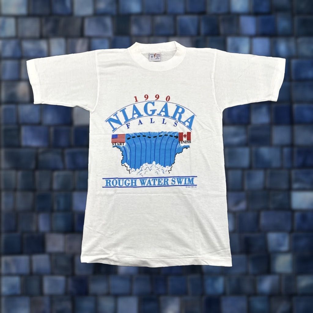 Vintage VTG 1990 Niagara Falls Rough Water Swim United States Canada Single Stitch SZ S Shirt Mens White Cotton 90s Nature Canada Size US S / EU 44-46 / 1 - 1 Thumbnail
