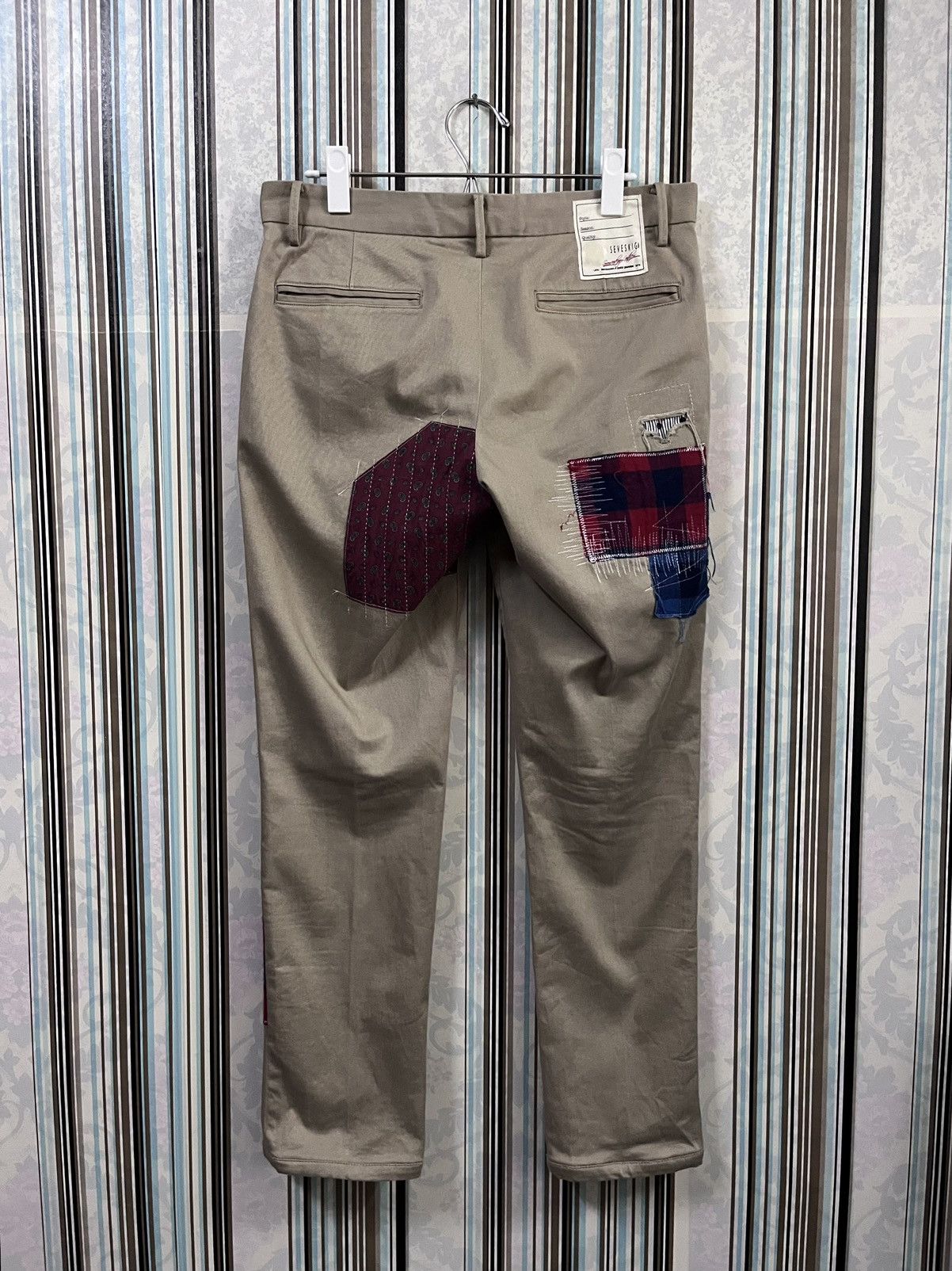 Japanese Brand SEVESKIG remake chino pants patchwork #F3 Size US 30 / EU 46 - 2 Thumbnail