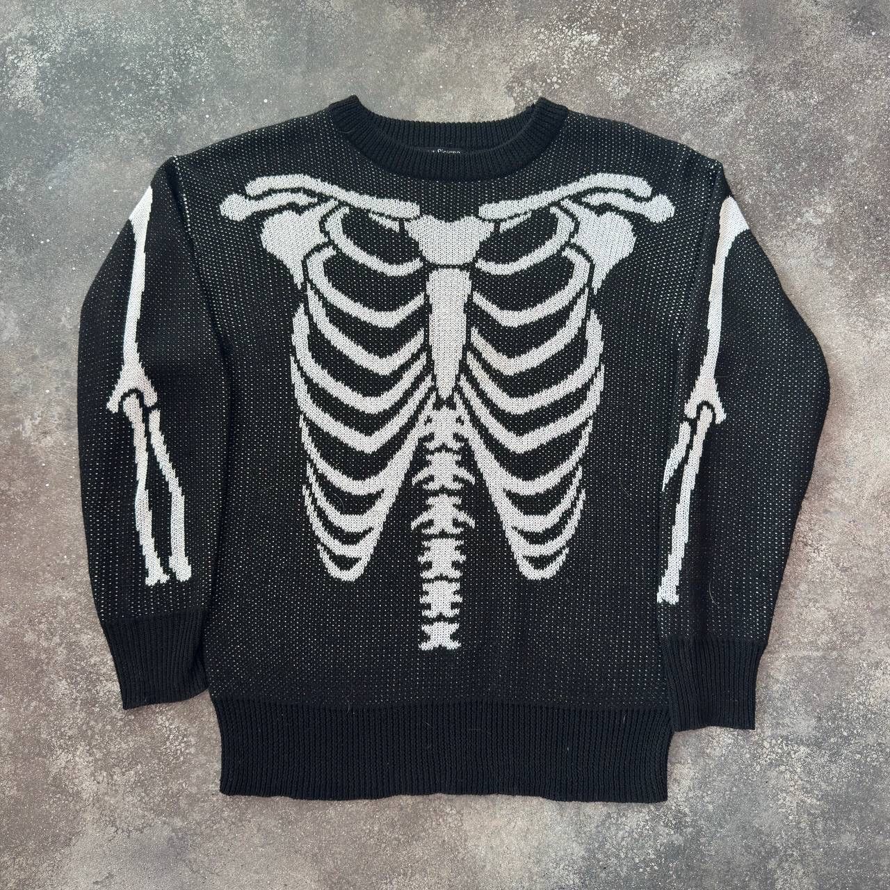 If Six Was Nine × Japanese Brand Skeleton Gothic Y2K Oversized Knit Sweater Size S / US 4 / IT 40 - 1 Thumbnail