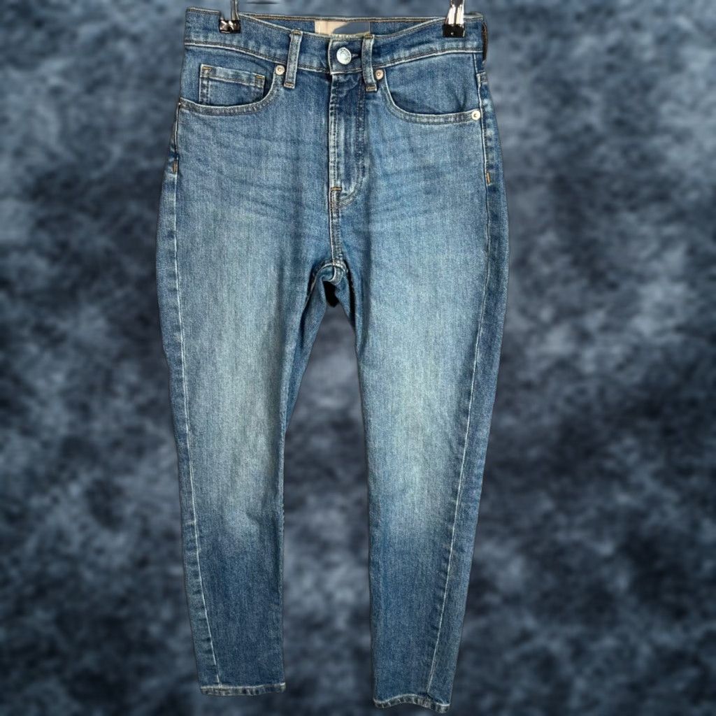 Everlane Everlane Women’s Jeans 24 Ankle High-Waisted Blue Cotton Denim 5-Pocket Regular Inseam 26" Size 24 Size 42" / US 20 - 1 Thumbnail