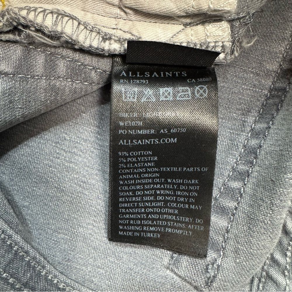 Allsaints New All Saints Biker Skinny Pale Grey Jeans Size 27 Size 27" / US 4 / IT 40 - 8 Thumbnail