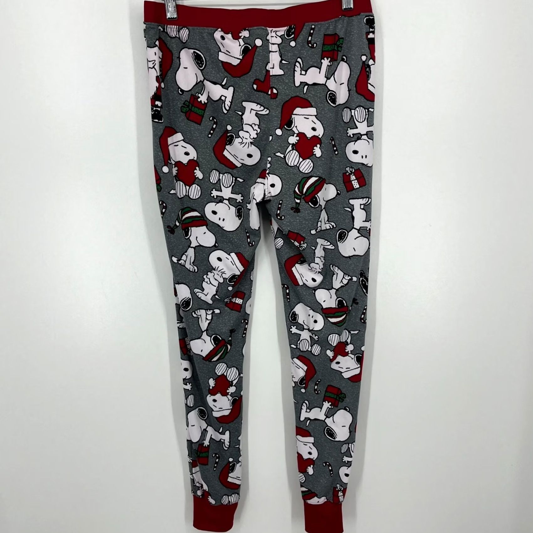 Vintage Munki Munki Peanuts Pajama Pants Men's L Gray Snoopy Christmas 2 Piece 100% Polyester Size US 33 - 4 Thumbnail