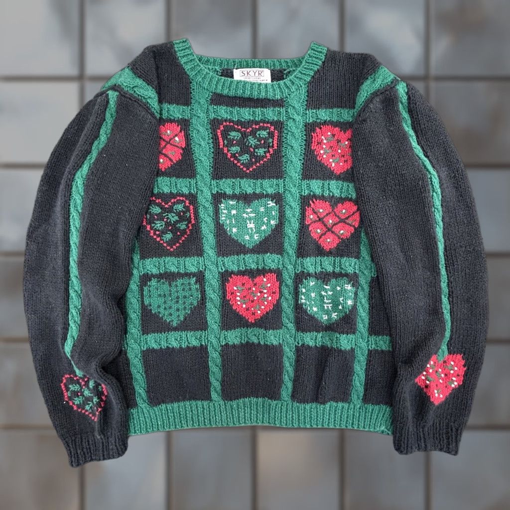 Vintage VINTAGE Grandma Sweater Womens Medium Heart Cherry Coquette Grunge 90s Size M / US 6-8 / IT 42-44 - 1 Thumbnail