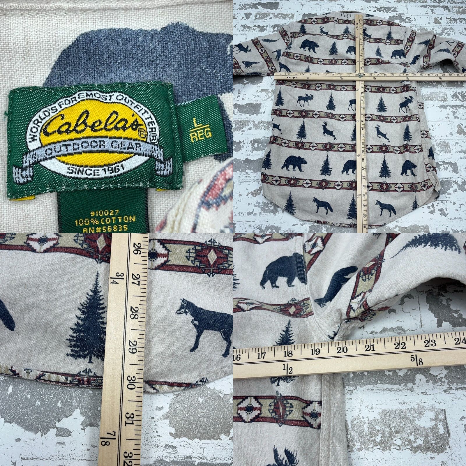 Vintage VINTAGE Cabela's Button-Up Shirt Women Large Geometric Flannel White Casual Mens Size L / US 10 / IT 46 - 8 Thumbnail