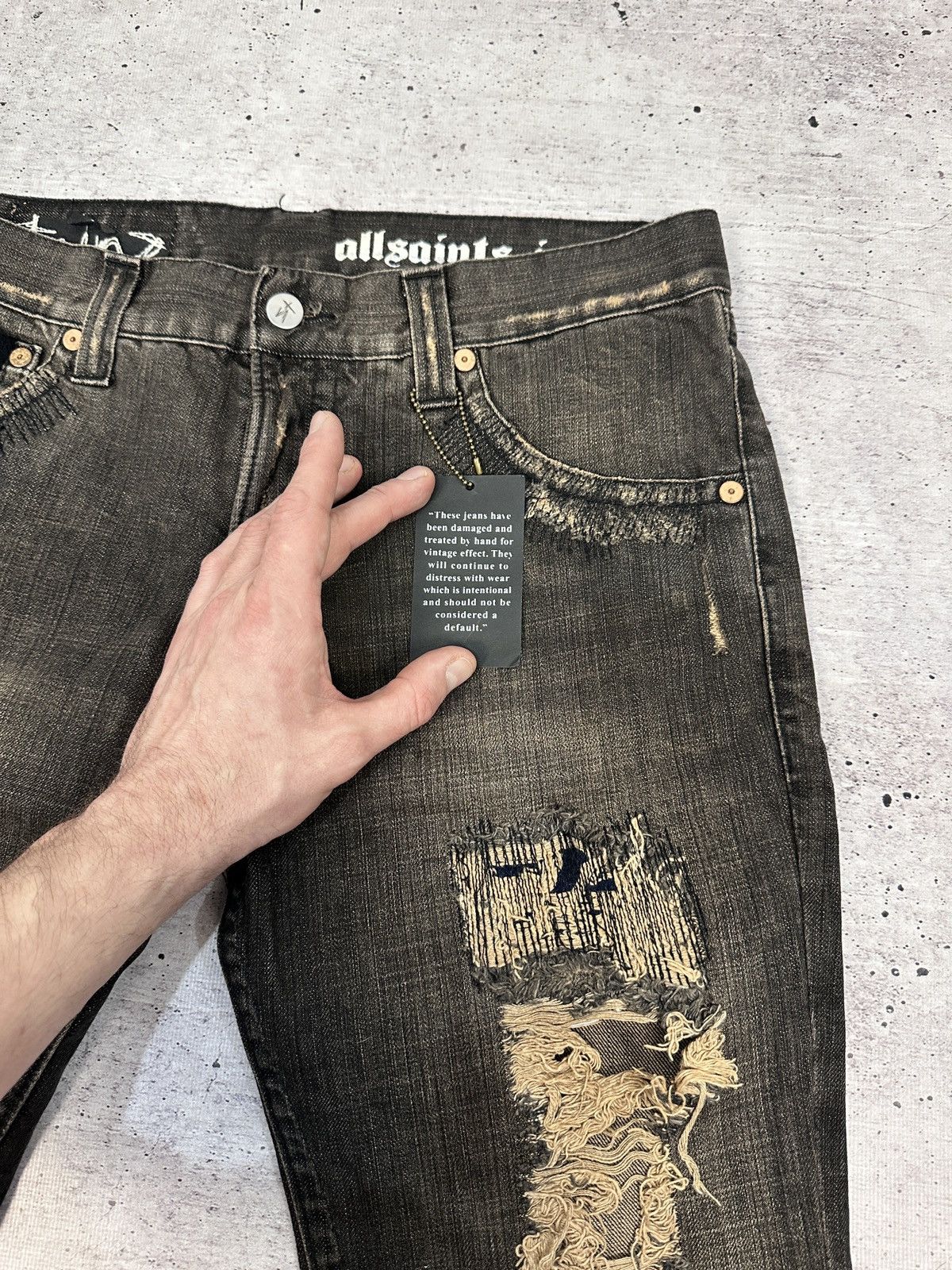 Allsaints Archive AllSaints Distressed Denim Jeans W30 Grunge Rock Y2K Size 30" / US 8 / IT 44 - 4 Thumbnail