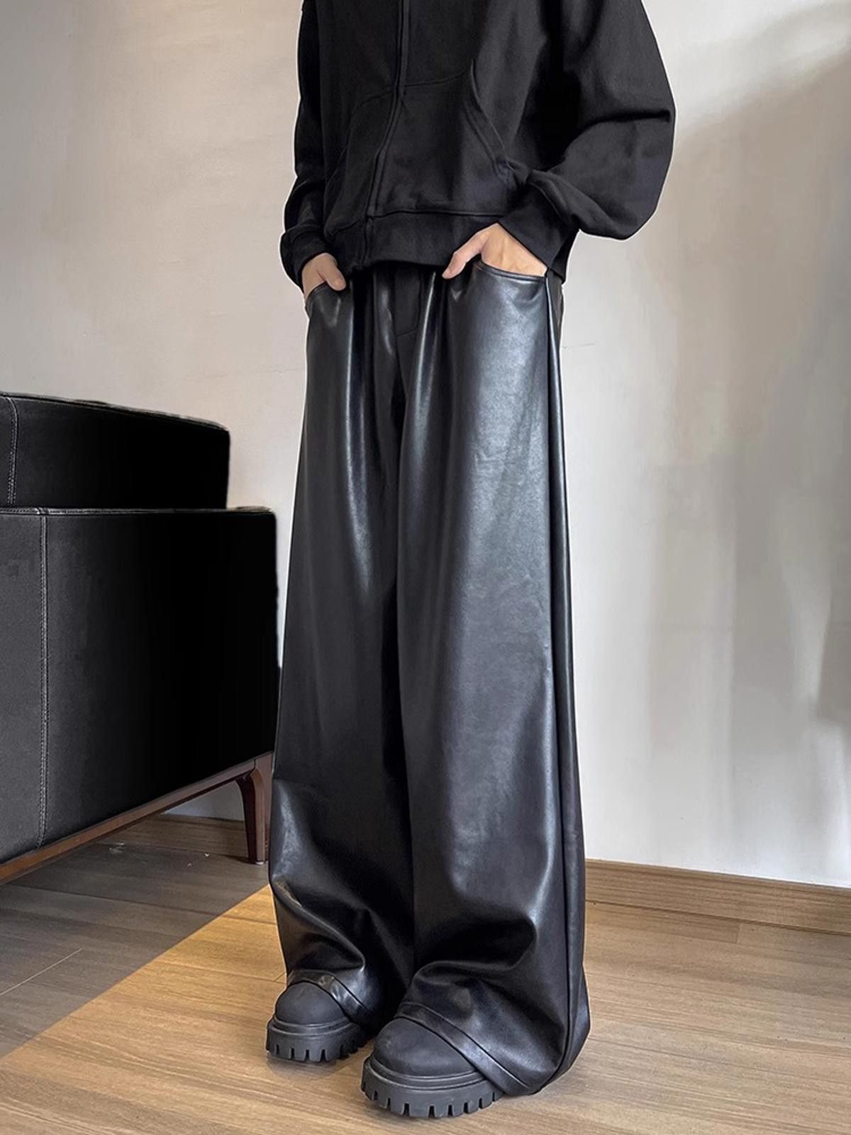 Leather Faux Leather Wide-Leg Pants Size US 32 / EU 48 - 3 Thumbnail