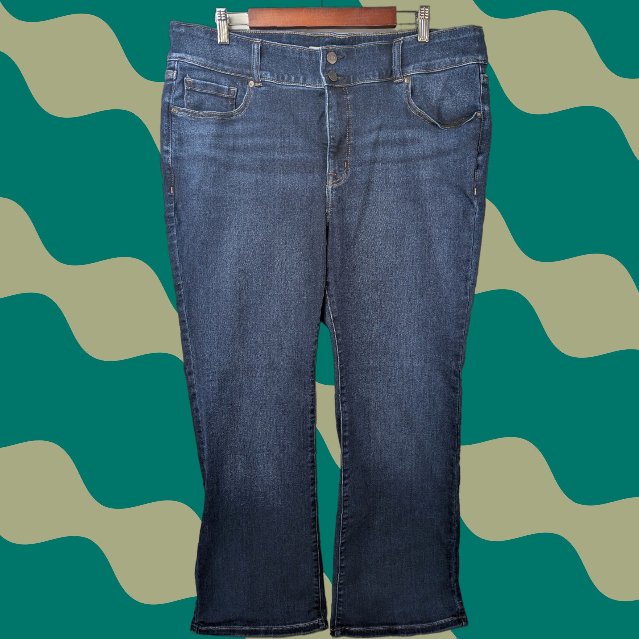 Vintage VINTAGE Lane Bryant High Rise Boot Jeans Womens 20 Tighter Tummy Flex Magic Waistband Jean Bootscut 5-Pocket Denim Blue Size 42" / US 20 - 1 Thumbnail