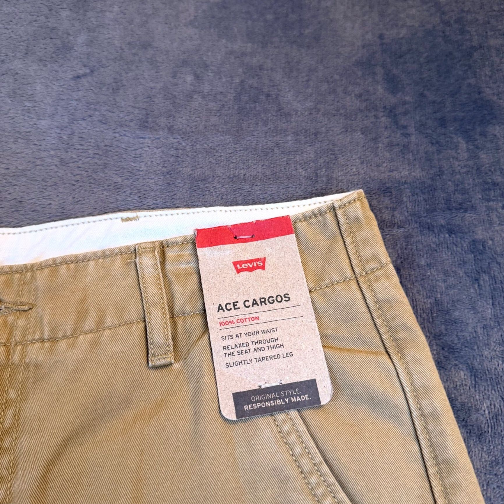 Levi's VINTAGE Levis Ace Cargo Pants Mens 30x30" Tan Khaki Relaxed Tapered Cotton NWT Size US 30 / EU 46 - 2 Thumbnail