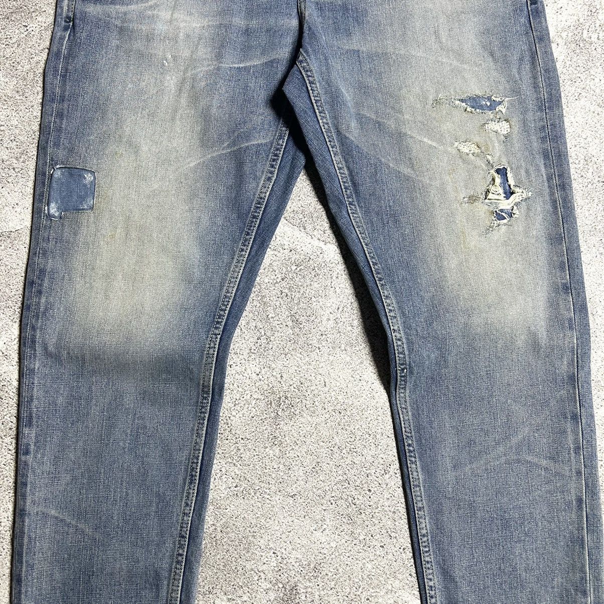 Japanese Brand Crazy Disstresed Denim PLACX CROP MILAN LOSE CROP TAPERED Size US 34 / EU 50 - 13 Thumbnail