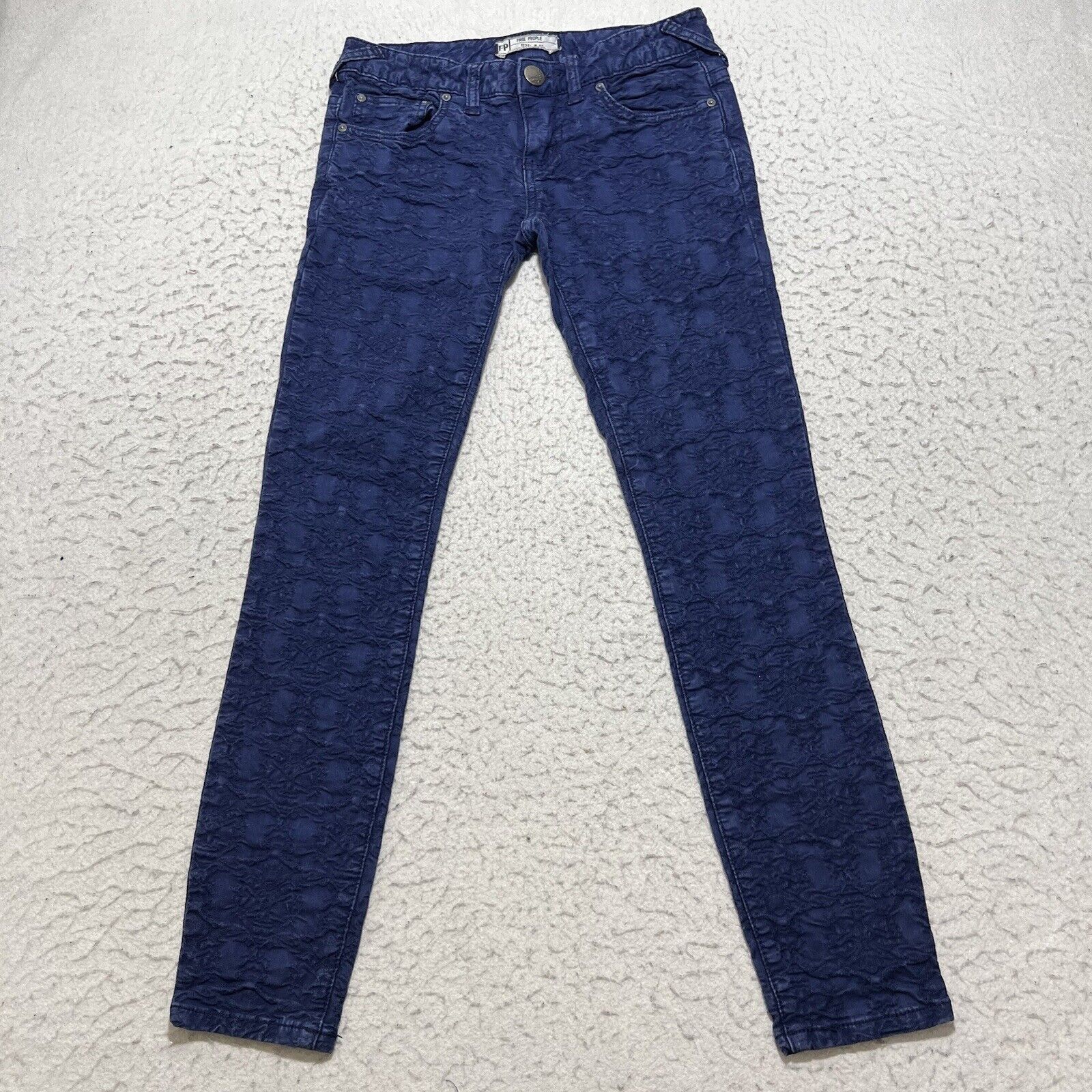 Free People Free People Skinny Jeans Textured Navy Stretch Anthropologie Size 26" / US 2 / IT 38 - 3 Thumbnail
