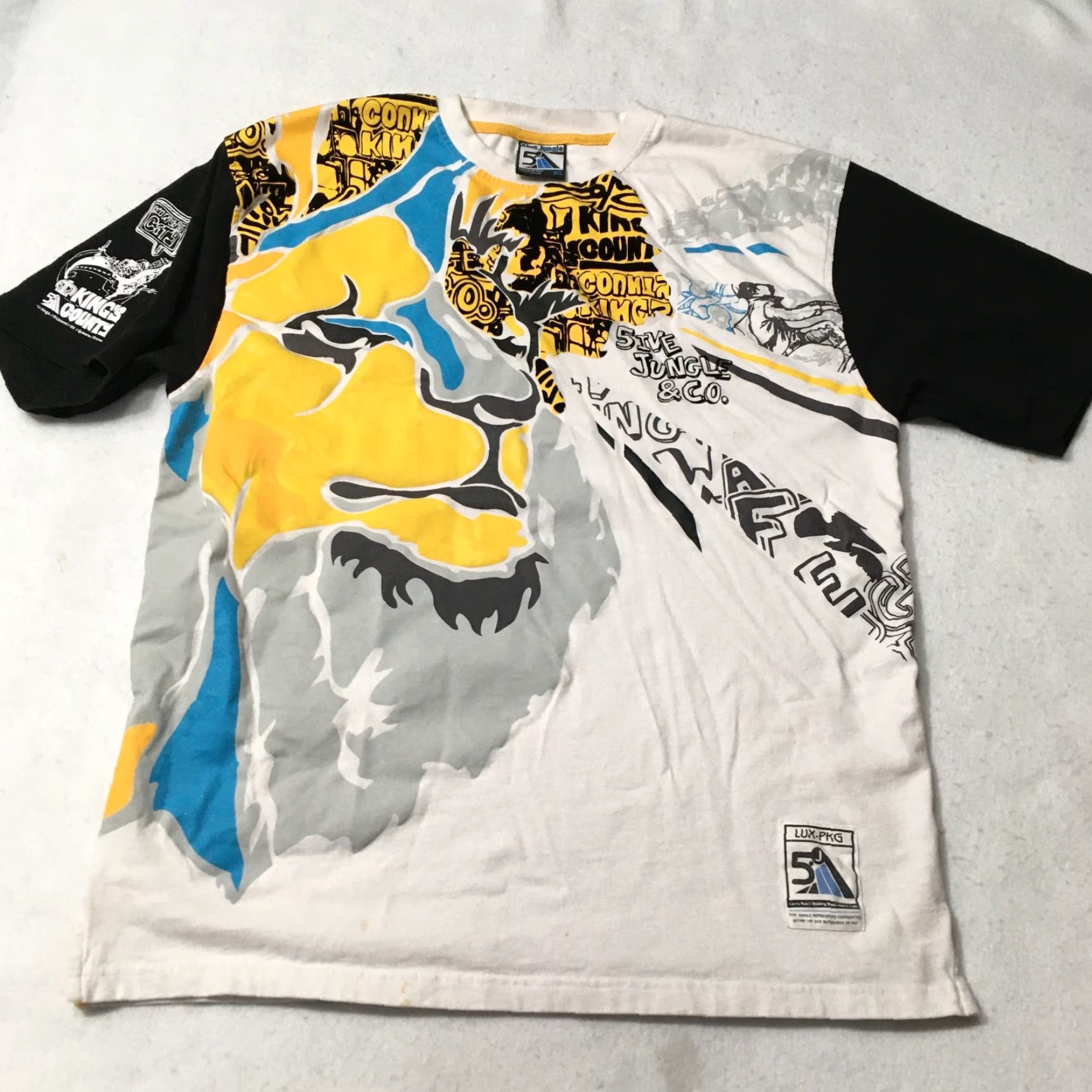 Vintage 5ive Jungle Graphic T-Shirt Mens XL White 100% Cotton Crew Neck Short Sleeve Jungle Lion Vintage Size US XL / EU 56 / 4 - 2 Thumbnail