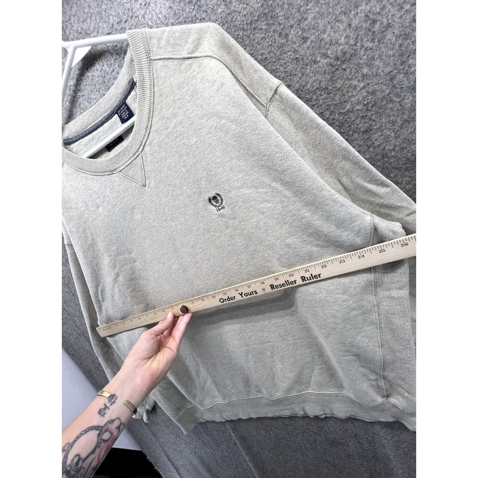 Izod IZOD Sweatshirt Mens XLT Gray Big Tall Fleece Crewneck Pullover Embroidered Logo Size US XL / EU 56 / 4 - 4 Thumbnail