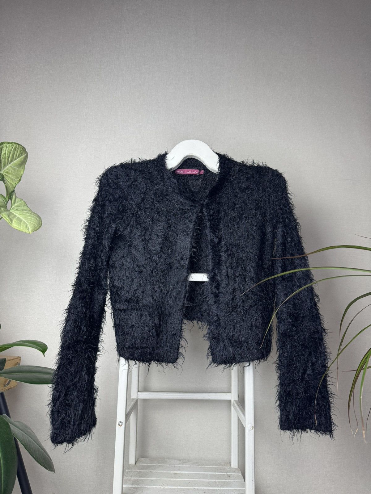 Japanese Brand Y2K Faux Fur Cardigan ifsixwasnine LGB mohair cdg y’s Size S / US 4 / IT 40 - 2 Thumbnail