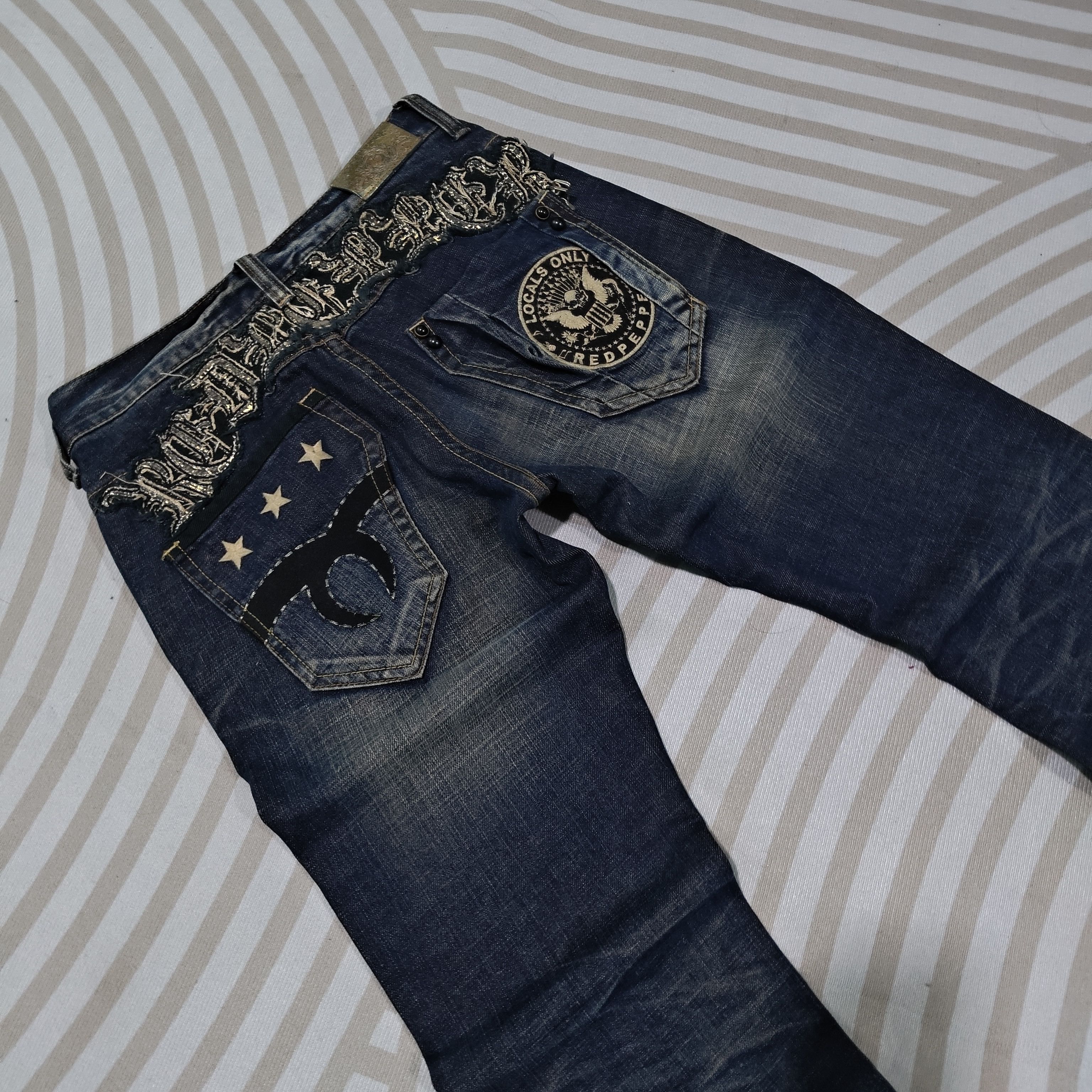 Hysteric Glamour FLARE RED PEPPER JEANS japanese tribe embroidery back gothic Size US 30 / EU 46 - 15 Thumbnail