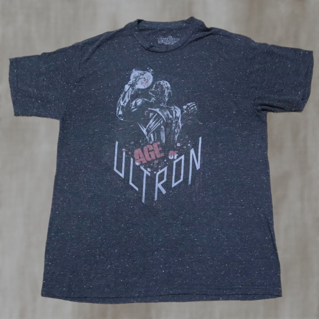 Vintage MARVEL T-Shirt Men M Black Flecked Age of Ultron Avengers Graphic Crew Neck Short Sleeve Size US M / EU 48-50 / 2 - 1 Thumbnail