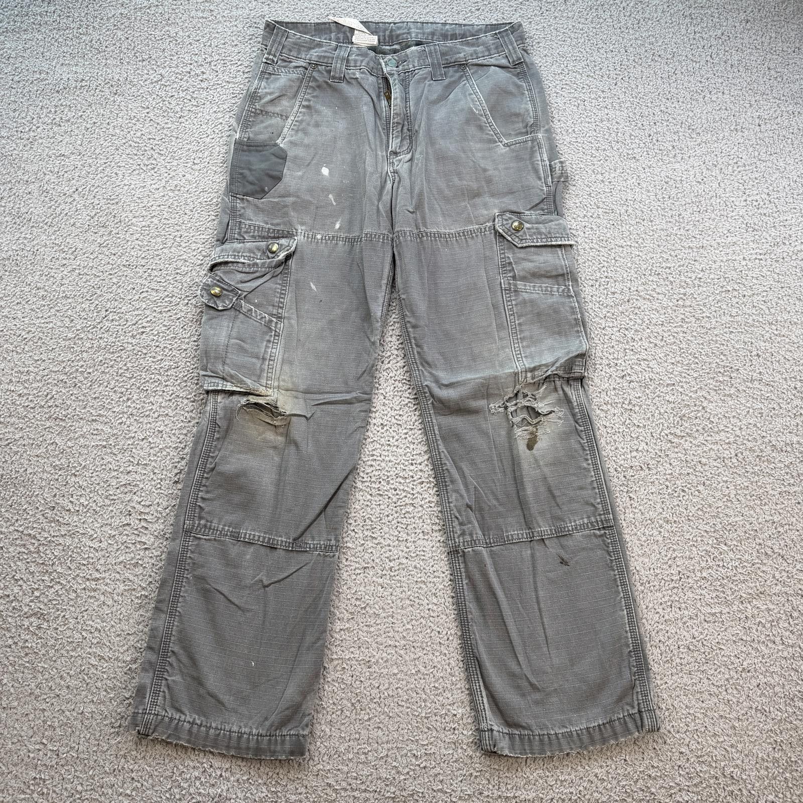 Carhartt Carhartt Double Knee Cargo Lined Pants 32x30 Grey Relaxed Size US 32 / EU 48 - 1 Thumbnail