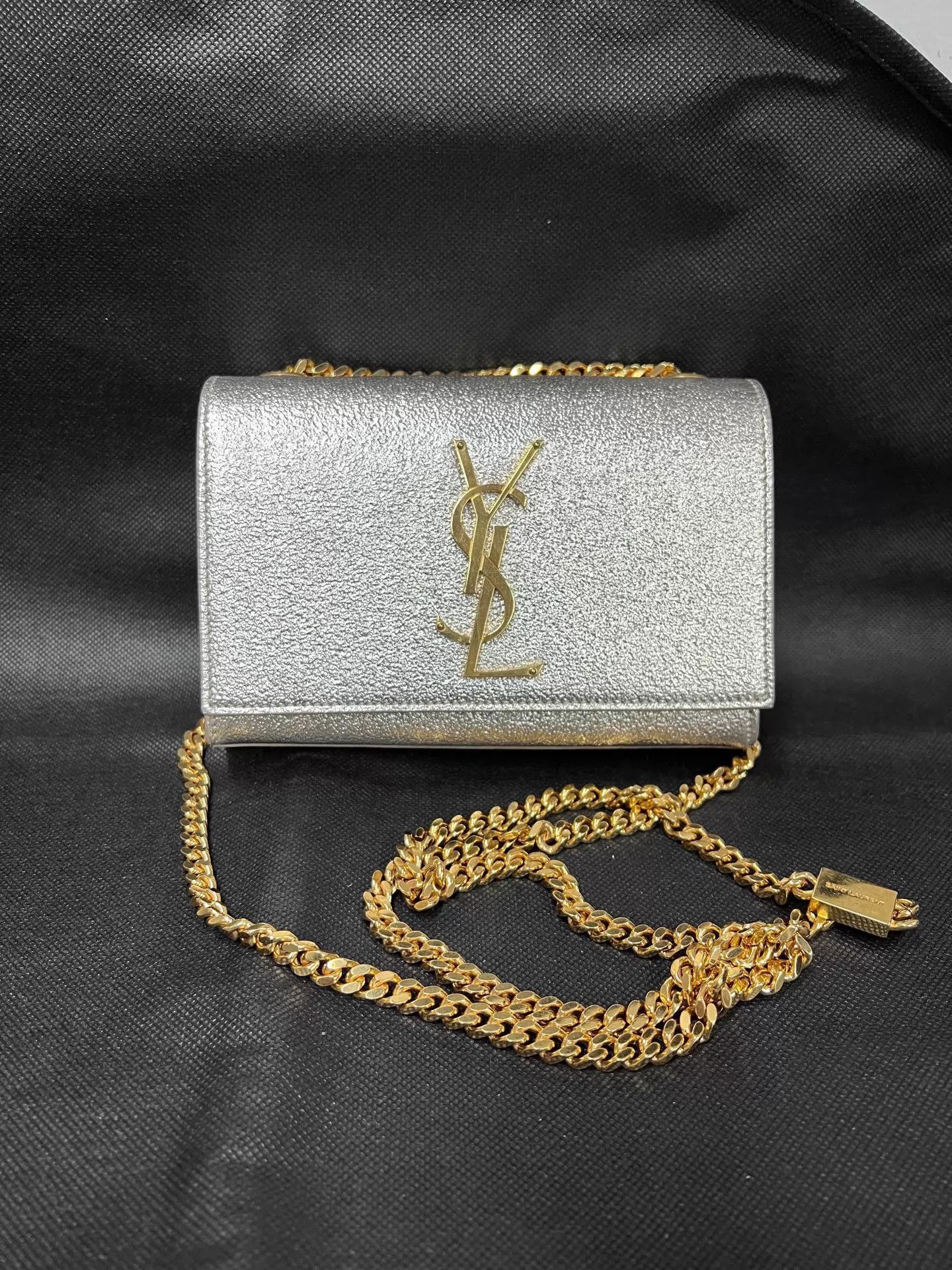 Saint Laurent Paris YSL Kate Silver/Gold Chain Crossbody/Shoulder Bag Size ONE SIZE - 1 Thumbnail