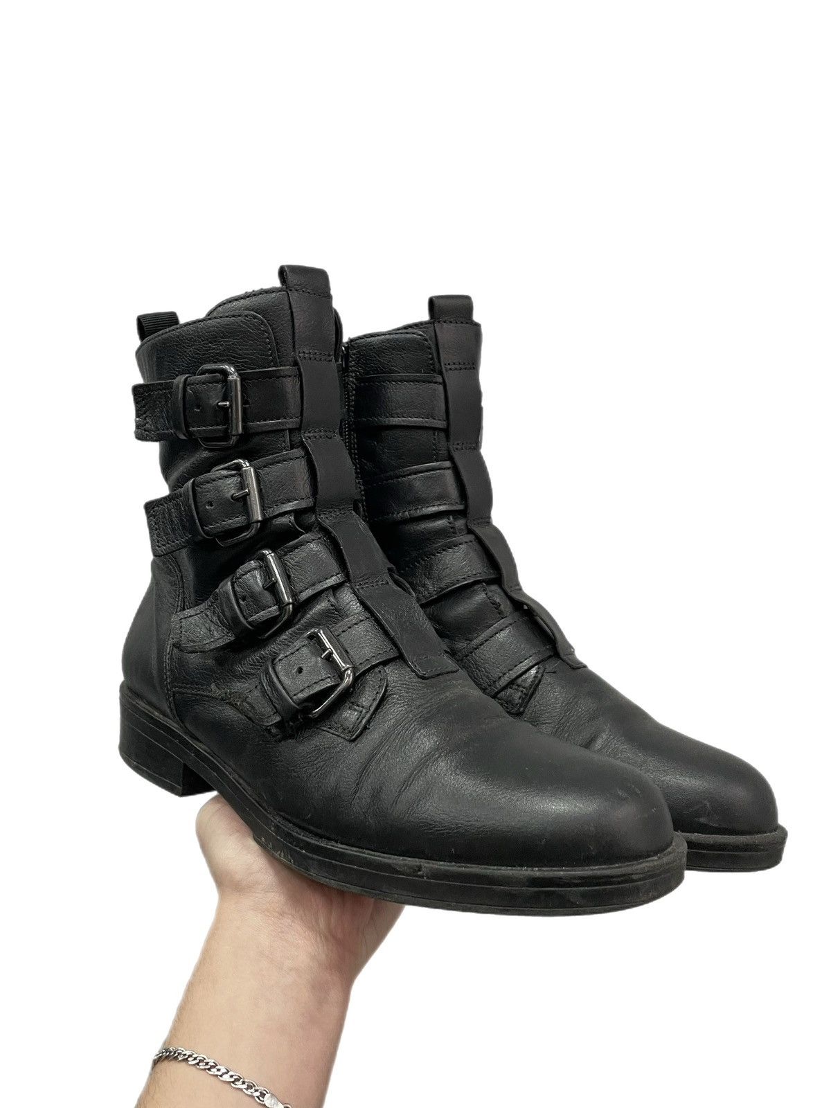 Hedi Slimane Belted margiela style Leather Buckle Combat Boots Gothic Size US 7.5 / EU 40-41 - 1 Thumbnail