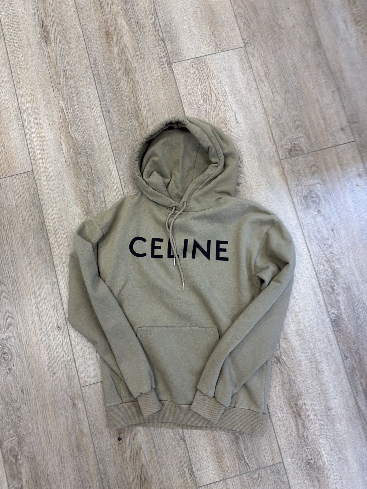 Celine Celine logo hooded sweatshirt olive Size US S / EU 44-46 / 1 - 1 Thumbnail
