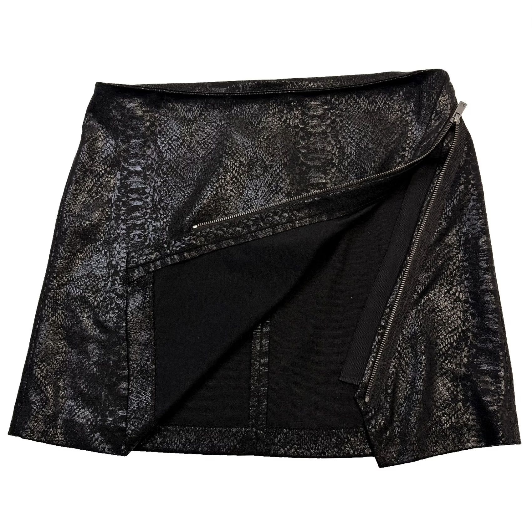 Vince Camuto Two by Vince Camuto Skirt Womens M Black Snake Print Wrap Zip Mini Knit Size 32" / US 10 / IT 46 - 4 Thumbnail
