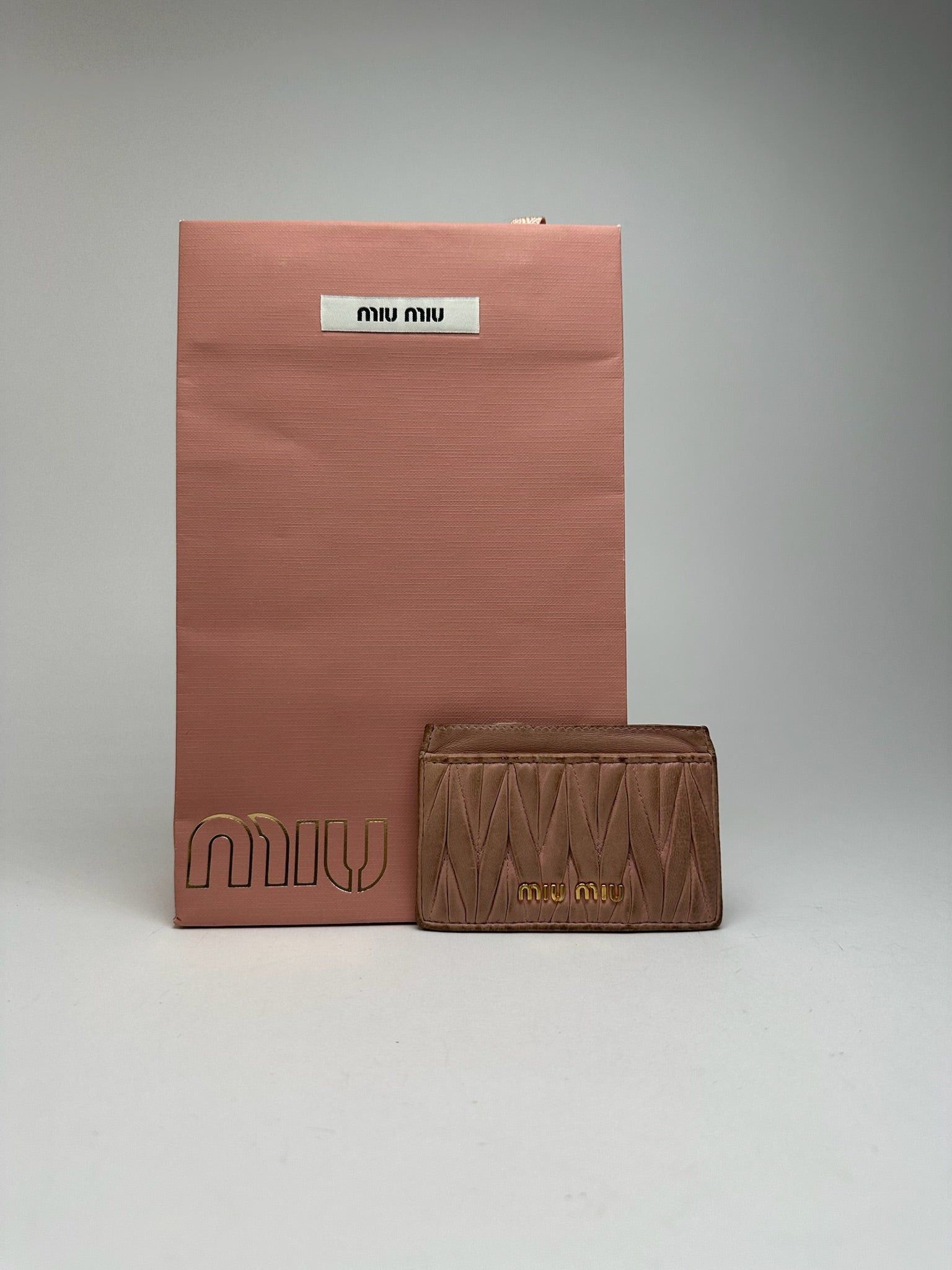 Vintage Leather Card Holder Pink
