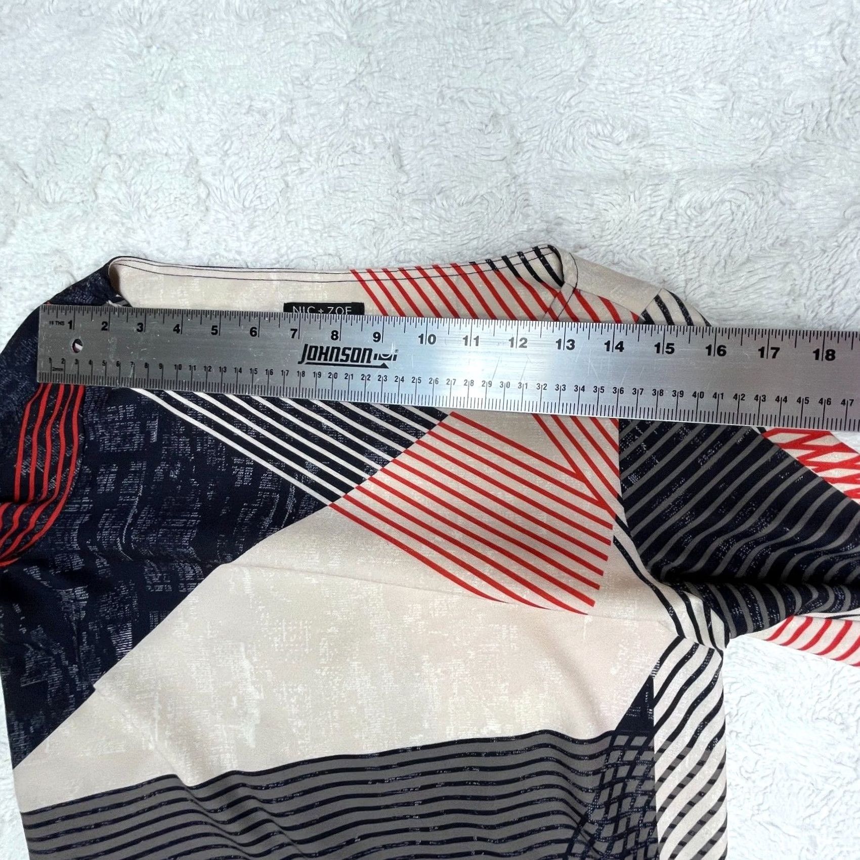 NIC+ZOE Nic+Zoe Blouse Womens XS Boat Neck Abstract Print 3/4 Sleeve Top Multicolor Size XS / US 0-2 / IT 36-38 - 7 Thumbnail