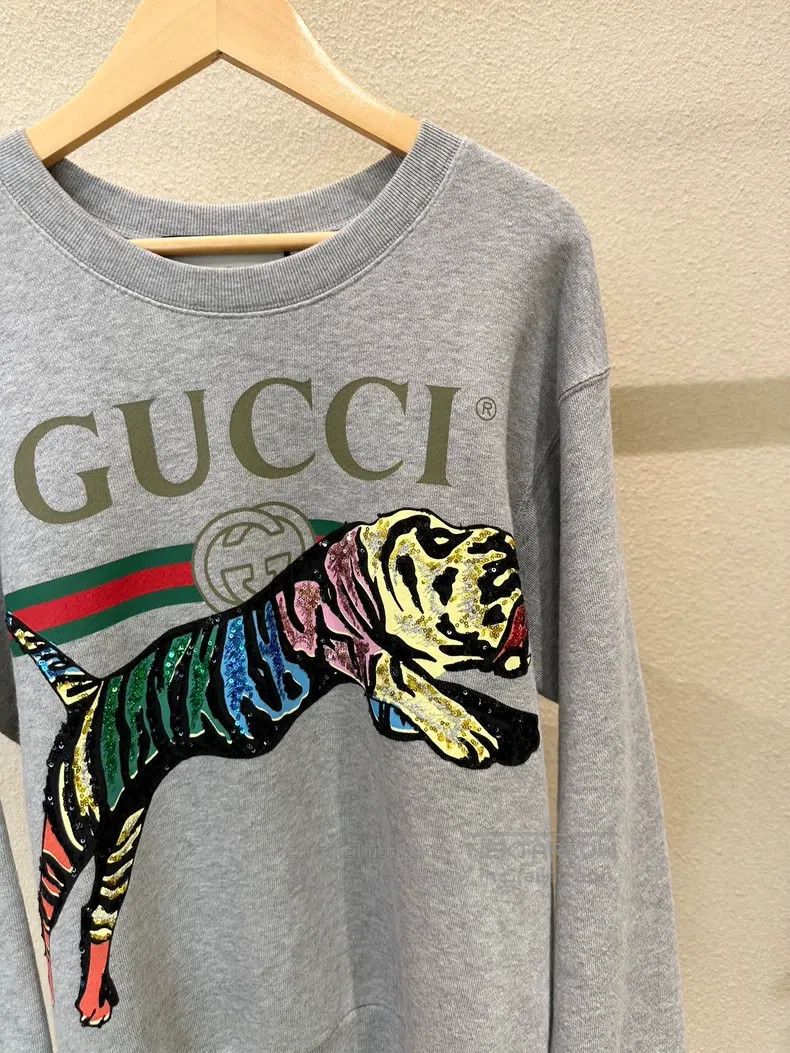 Gucci Gucci Sequin Tiger Belt Logo Round Neck Sweatshirt Size US XXS / EU 40 - 2 Thumbnail