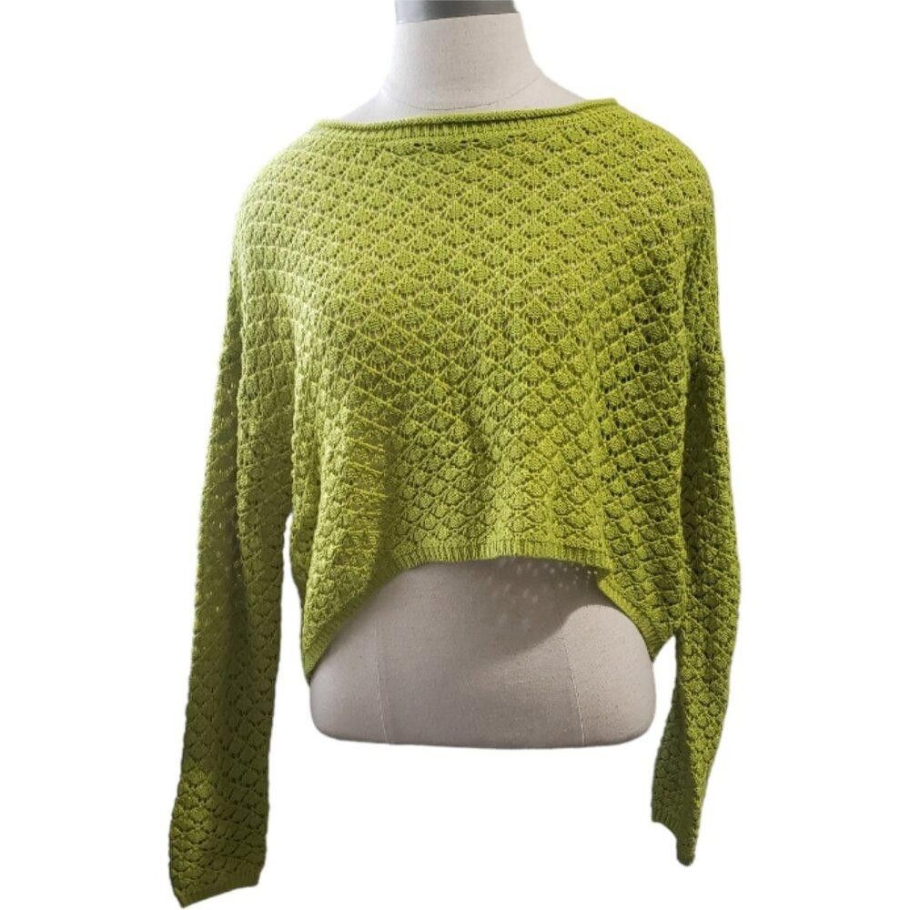 Designer CT1780 Olive + Oak Lime Green Lightweight Cropped Sweater M Size M / US 6-8 / IT 42-44 - 1 Thumbnail