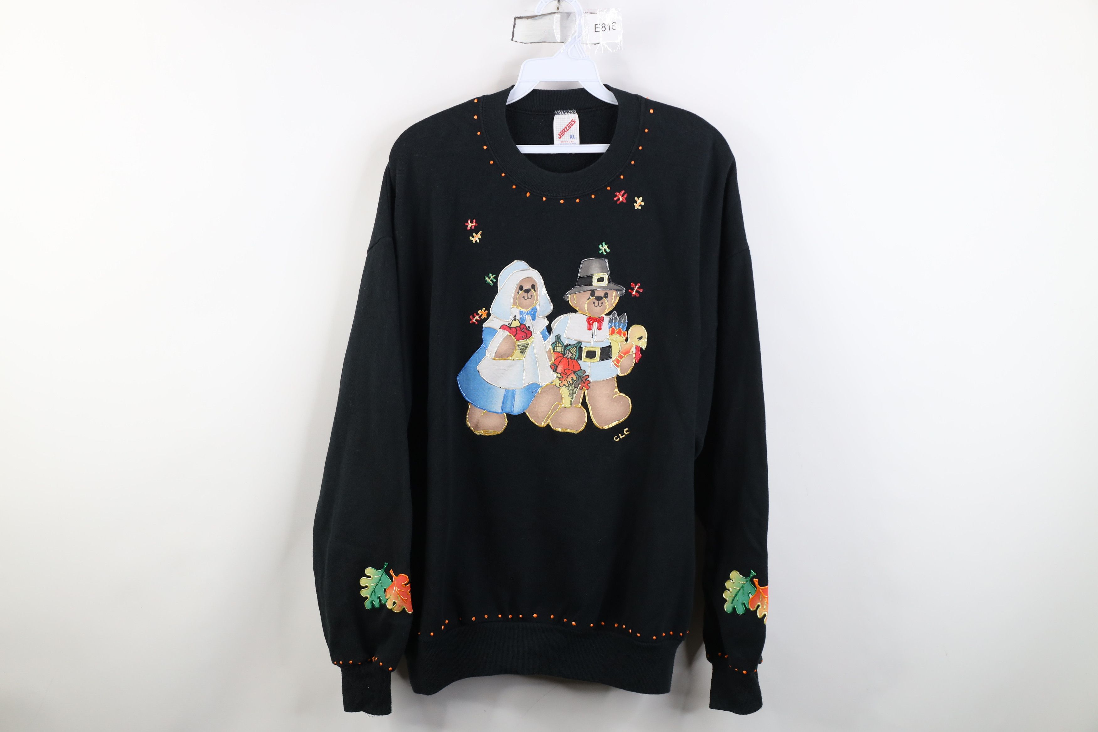 Vintage Vintage 90s Streetwear Paint Thanksgiving Bear Sweatshirt Size XL / US 12-14 / IT 48-50 - 1 Thumbnail